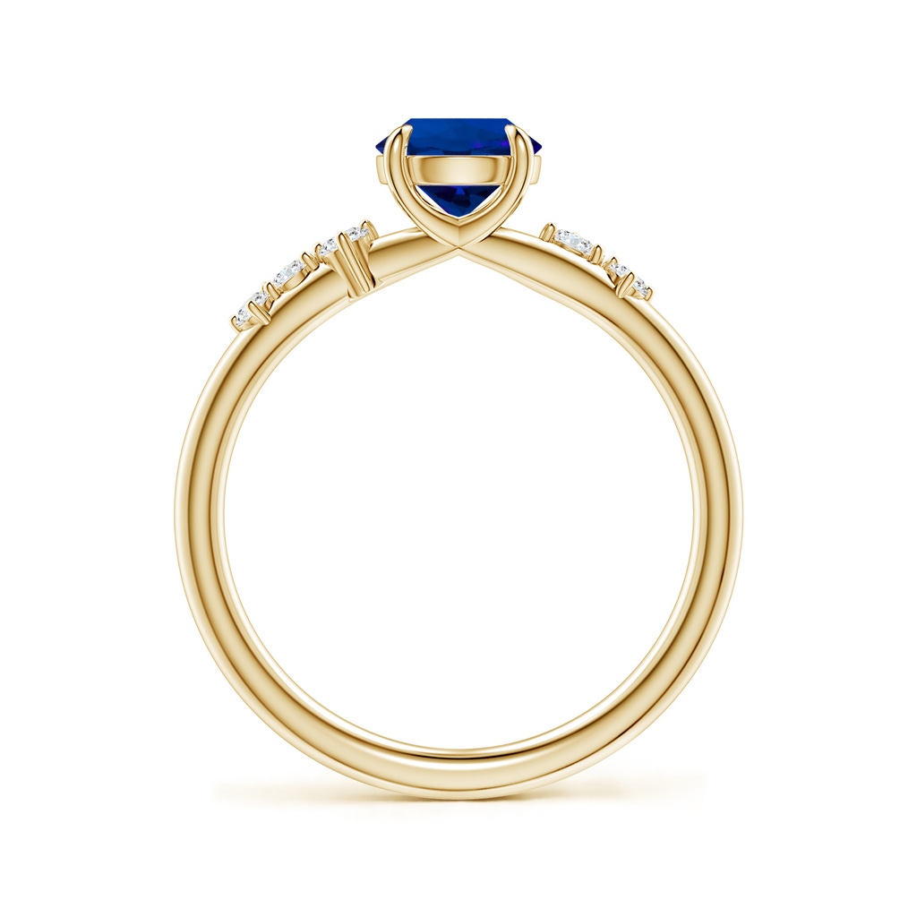 6mm Labgrown Round Lab-Grown Blue Sapphire Engagement Ring with Scattered Accents in Yellow Gold - side 199