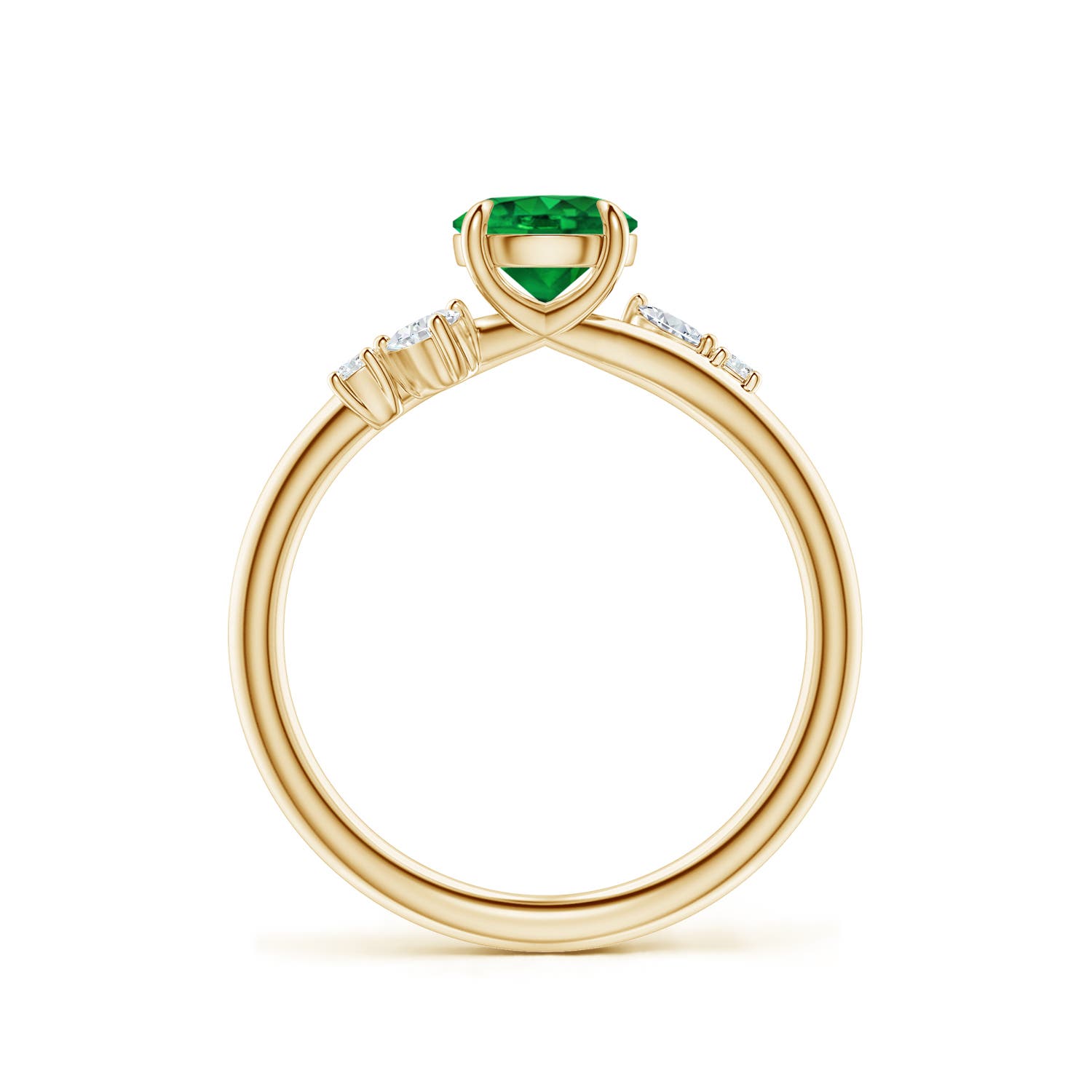 6mm Labgrown Round Lab-Grown Emerald Engagement Ring with Multi-Shape Diamond Accents in Yellow Gold - side 3