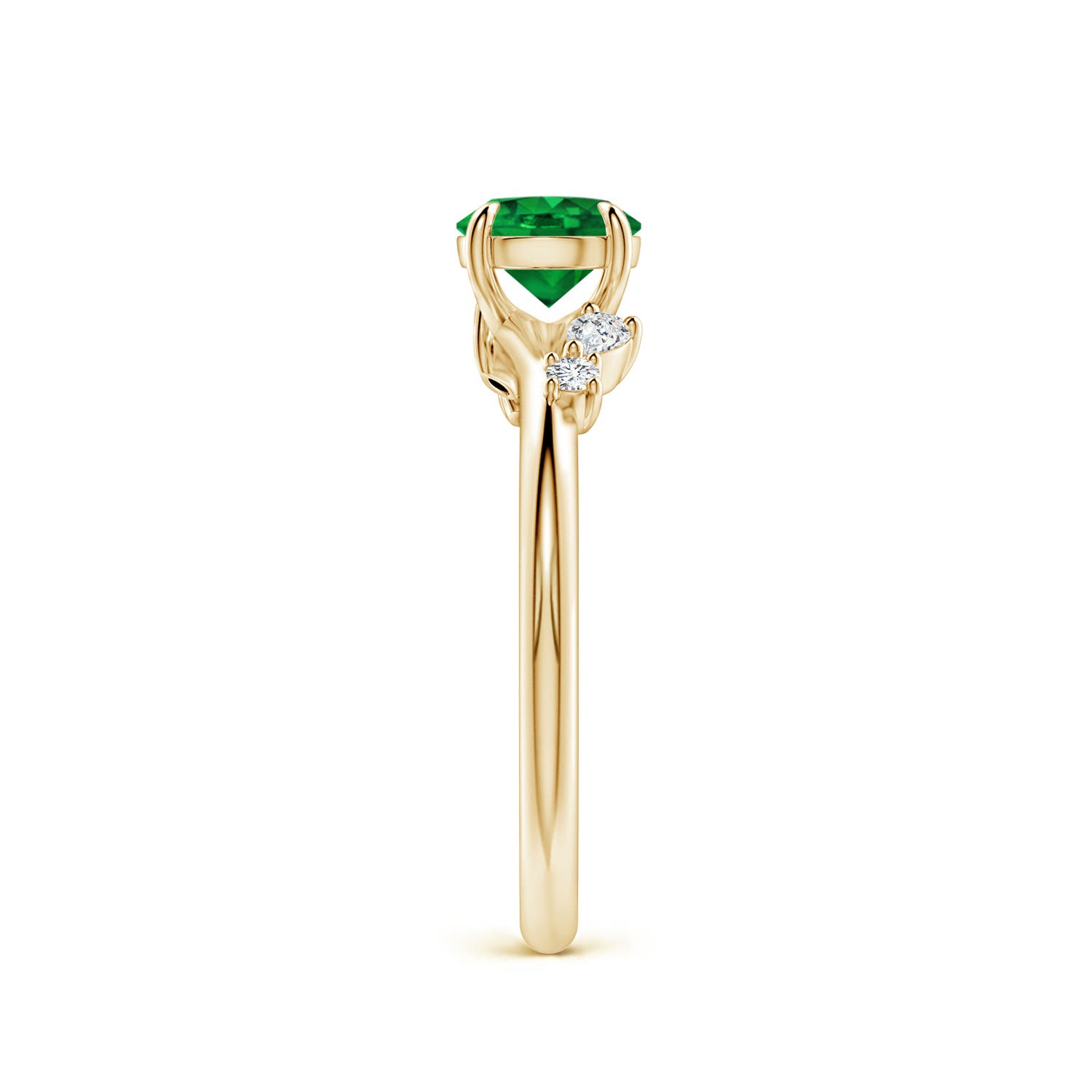 6mm Labgrown Round Lab-Grown Emerald Engagement Ring with Multi-Shape Diamond Accents in Yellow Gold - side 4