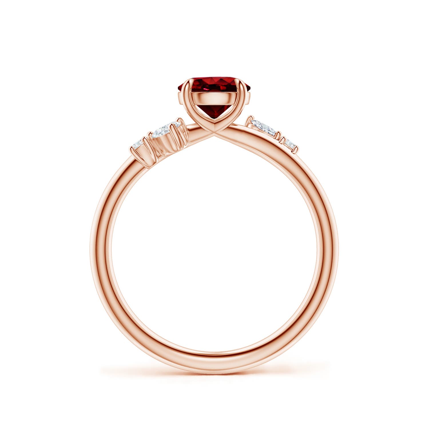 6mm Labgrown Round Lab-Grown Ruby Engagement Ring with Multi-Shape Diamond Accents in 18K Rose Gold - side 3