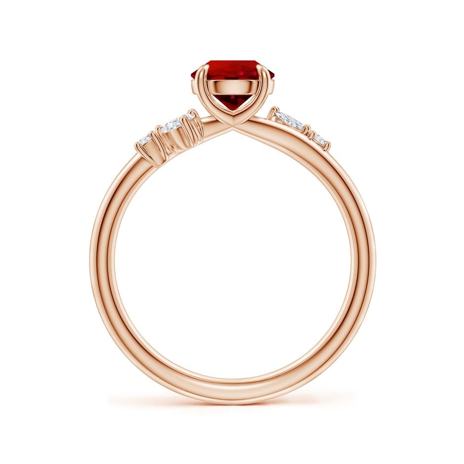 6mm Labgrown Round Lab-Grown Ruby Engagement Ring with Multi-Shape Diamond Accents in 18K Rose Gold side 199