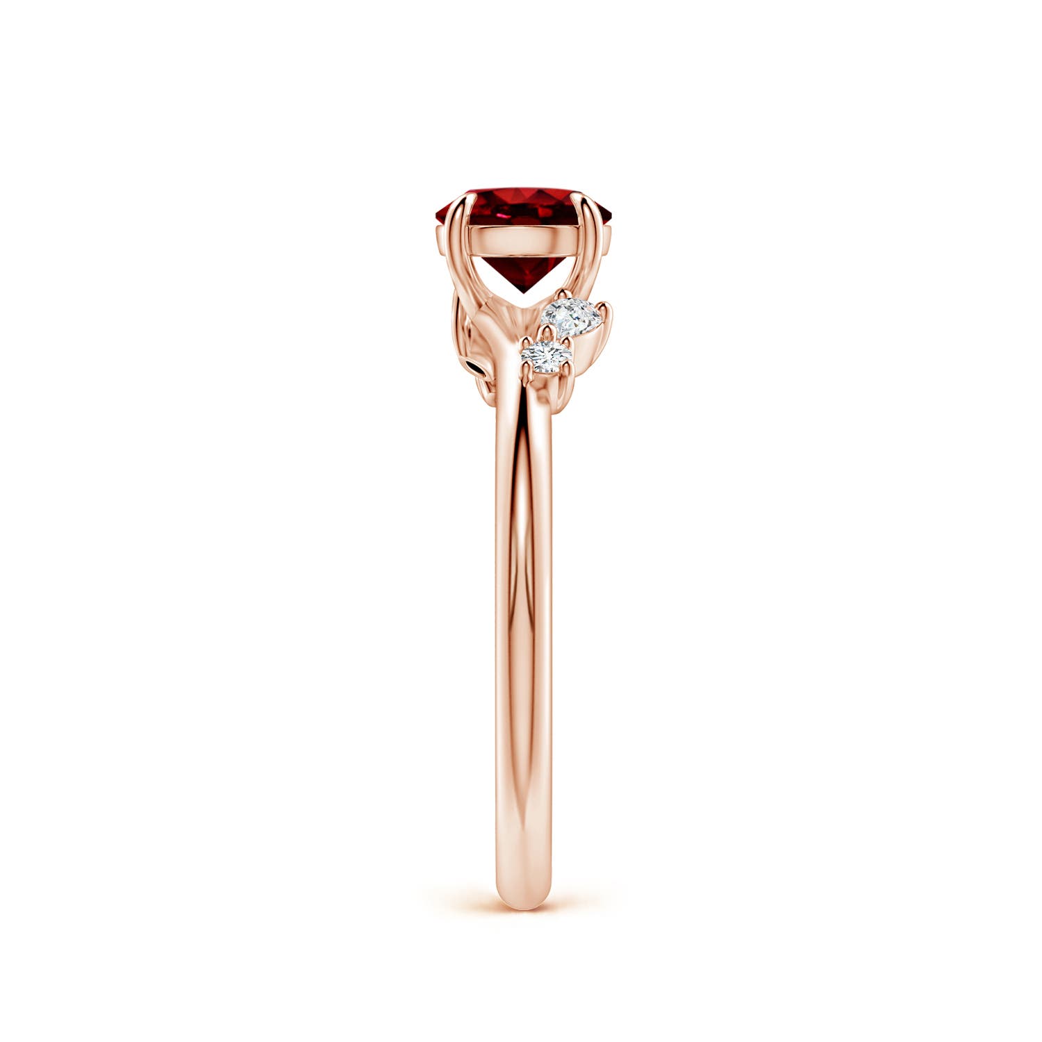 6mm Labgrown Round Lab-Grown Ruby Engagement Ring with Multi-Shape Diamond Accents in 18K Rose Gold - side 4