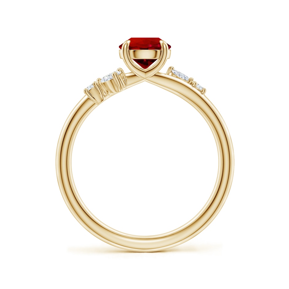 6mm Labgrown Round Lab-Grown Ruby Engagement Ring with Multi-Shape Diamond Accents in Yellow Gold side 199