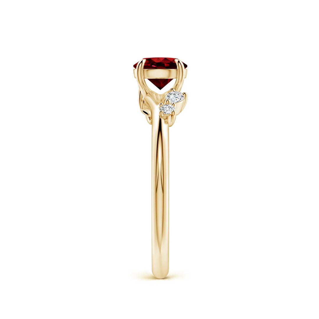 6mm Labgrown Round Lab-Grown Ruby Engagement Ring with Multi-Shape Diamond Accents in Yellow Gold - side 4