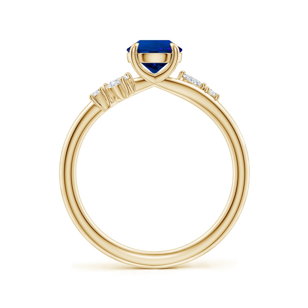 6mm Labgrown Round Lab-Grown Blue Sapphire Engagement Ring with Multi-Shape Diamond Accents in Yellow Gold - side 199