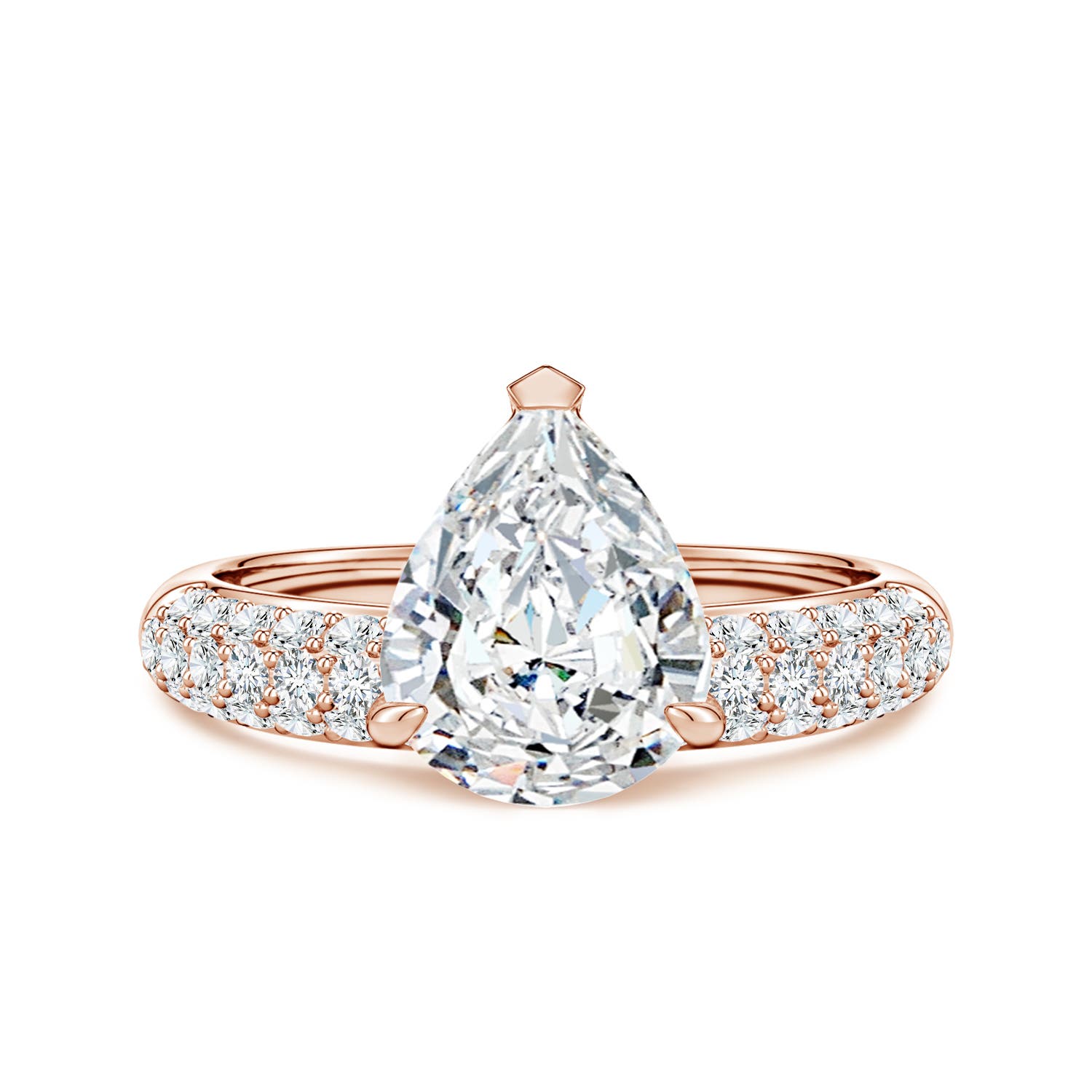 Angara 2.5 Carats Off-Centered Pear Lab-Grown Diamond Engagement Ring in 18K Rose Gold