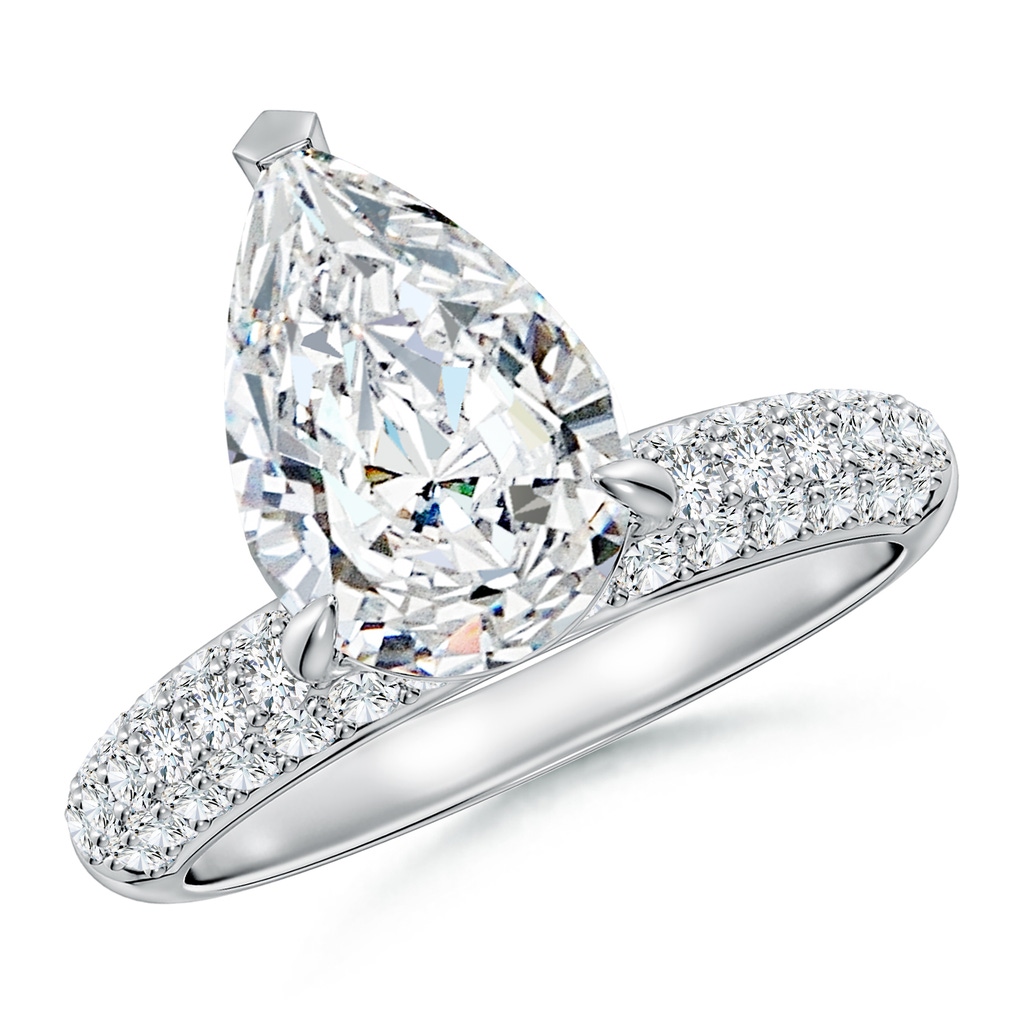 12x8mm FGVS Off-Centreed Pear Lab-Grown Diamond Engagement Ring in White Gold