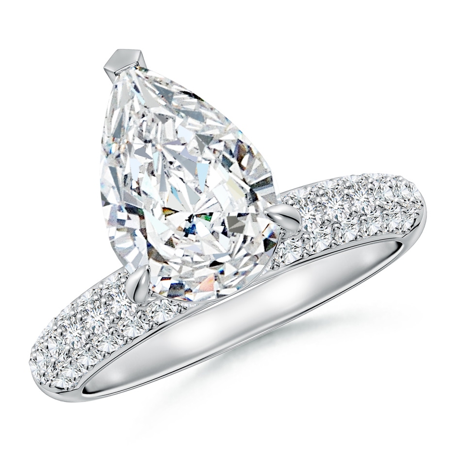 12x8mm FGVS Off-Centered Pear Lab-Grown Diamond Engagement Ring in White Gold 