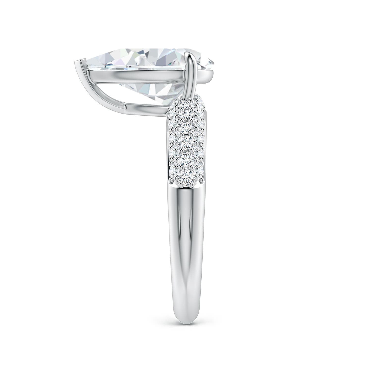 12x8mm FGVS Off-Centered Pear Lab-Grown Diamond Engagement Ring in White Gold - side 4