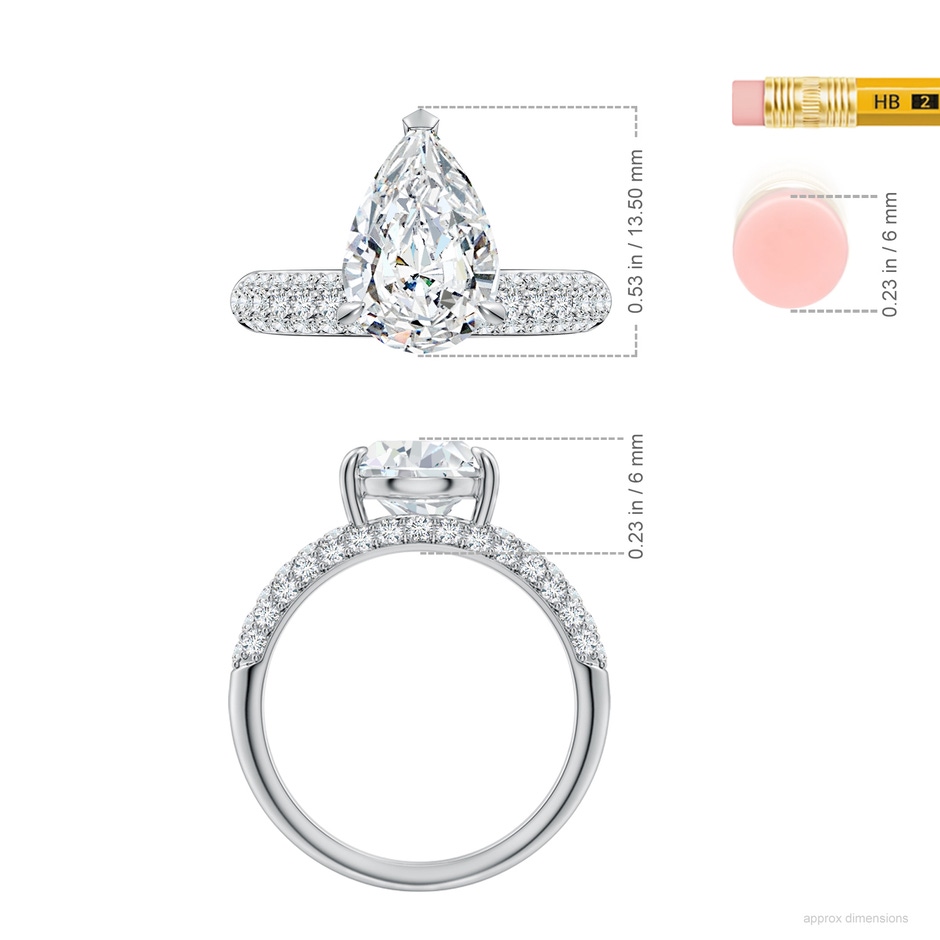 12x8mm FGVS Off-Centered Pear Lab-Grown Diamond Engagement Ring in White Gold ruler