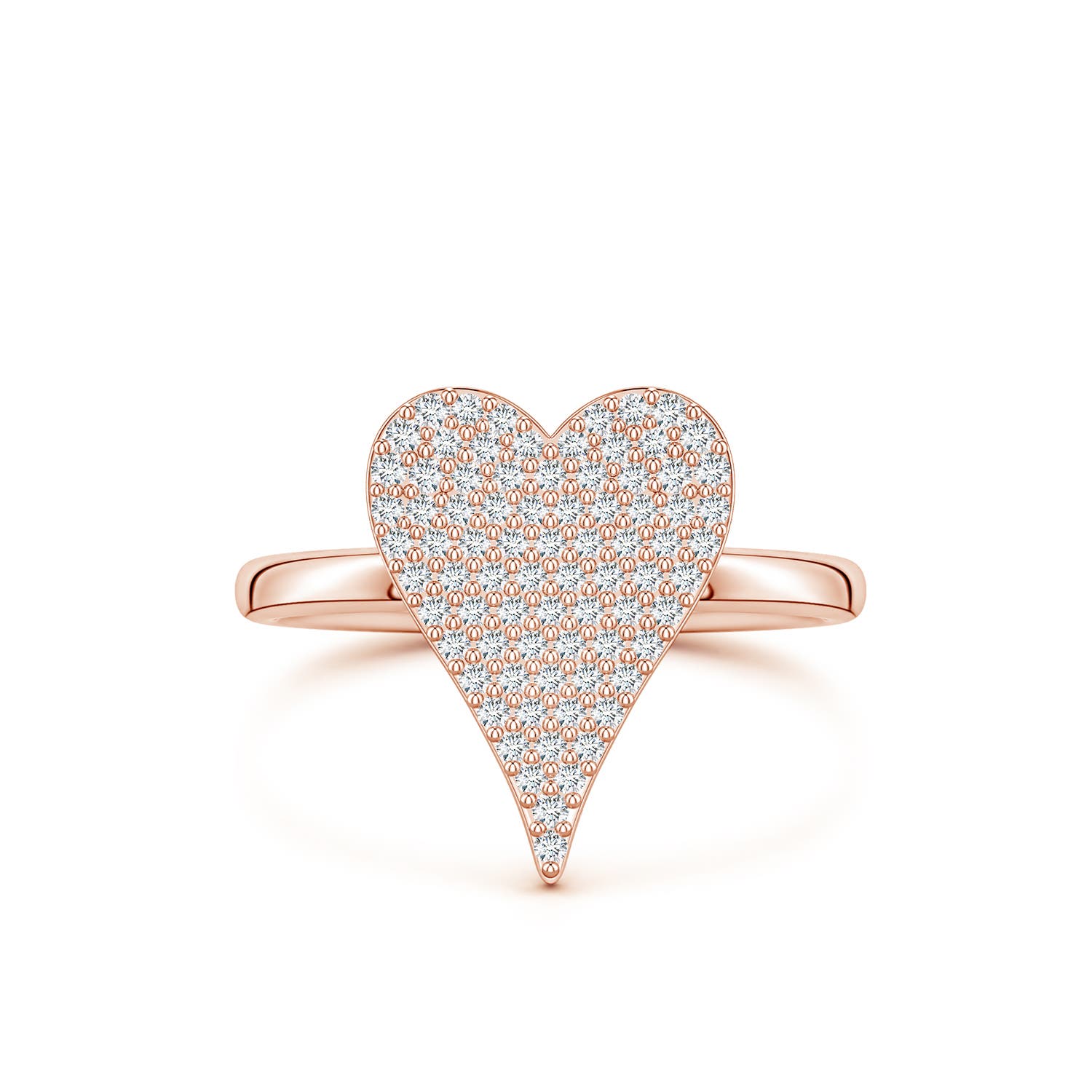 Angara 0.46 Carat Pavé Lab-Grown Diamond Elongated Heart Cocktail Ring in 10K Rose Gold