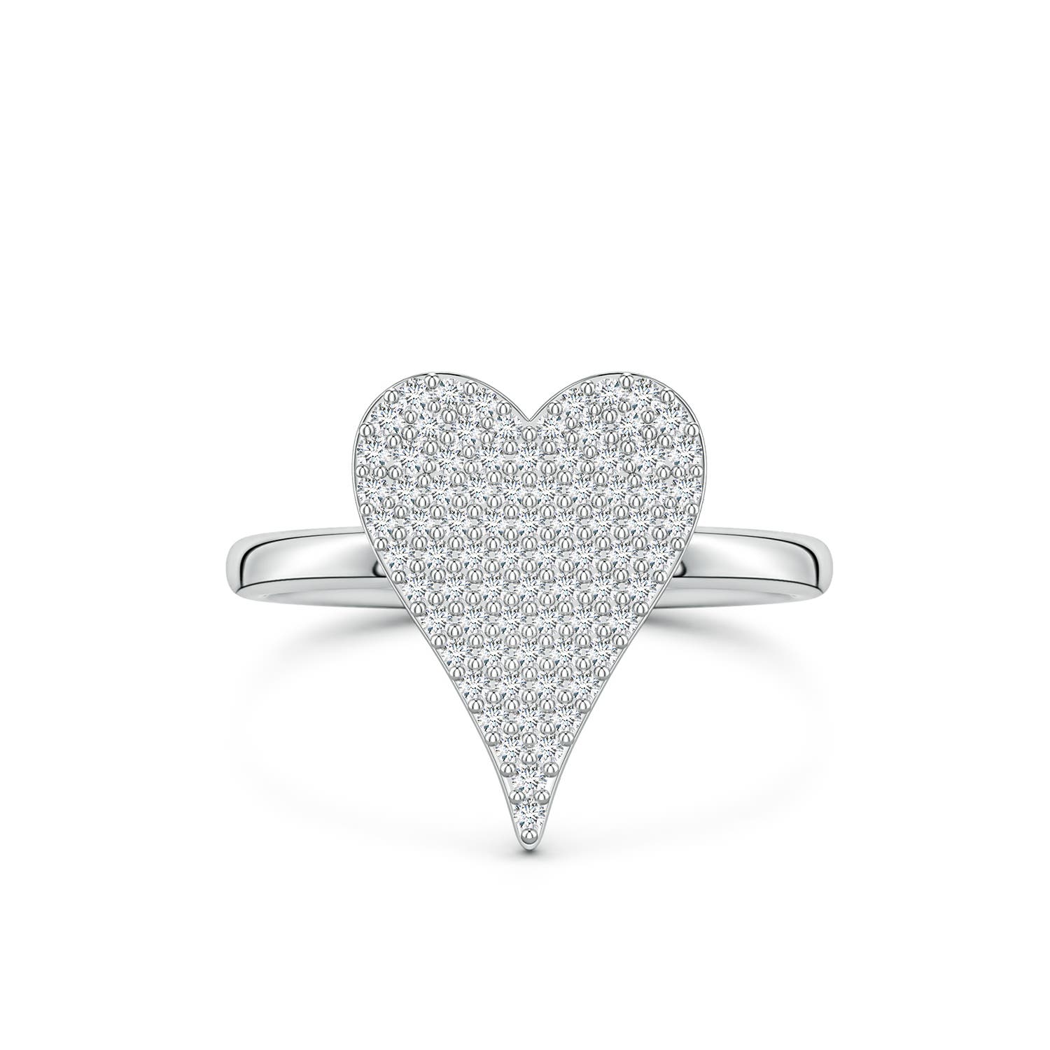 Angara 0.46 Carat Pavé Lab-Grown Diamond Elongated Heart Cocktail Ring in Silver