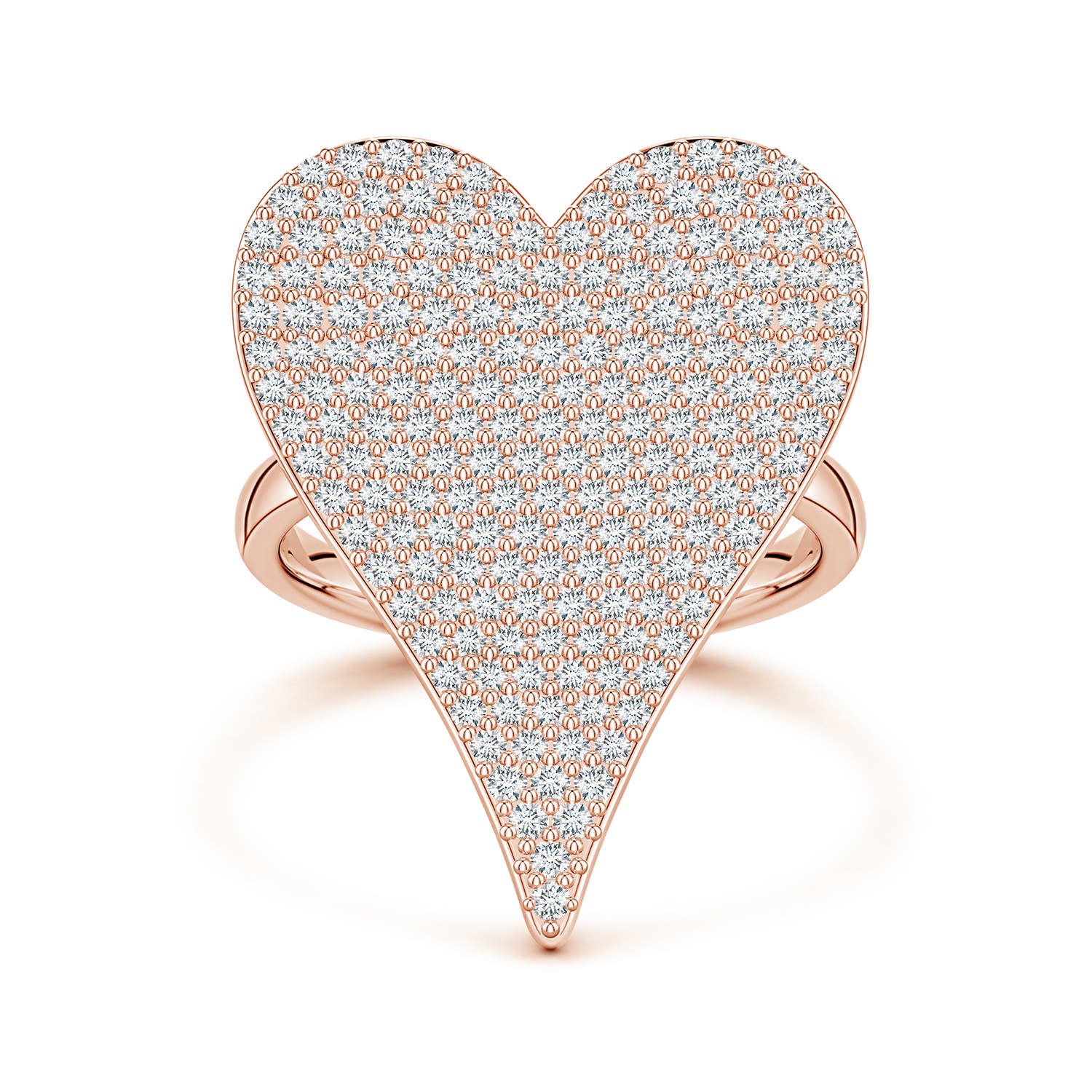 Angara 1.4 Carats Pavé Lab-Grown Diamond Elongated Heart Cocktail Ring in 10K Rose Gold