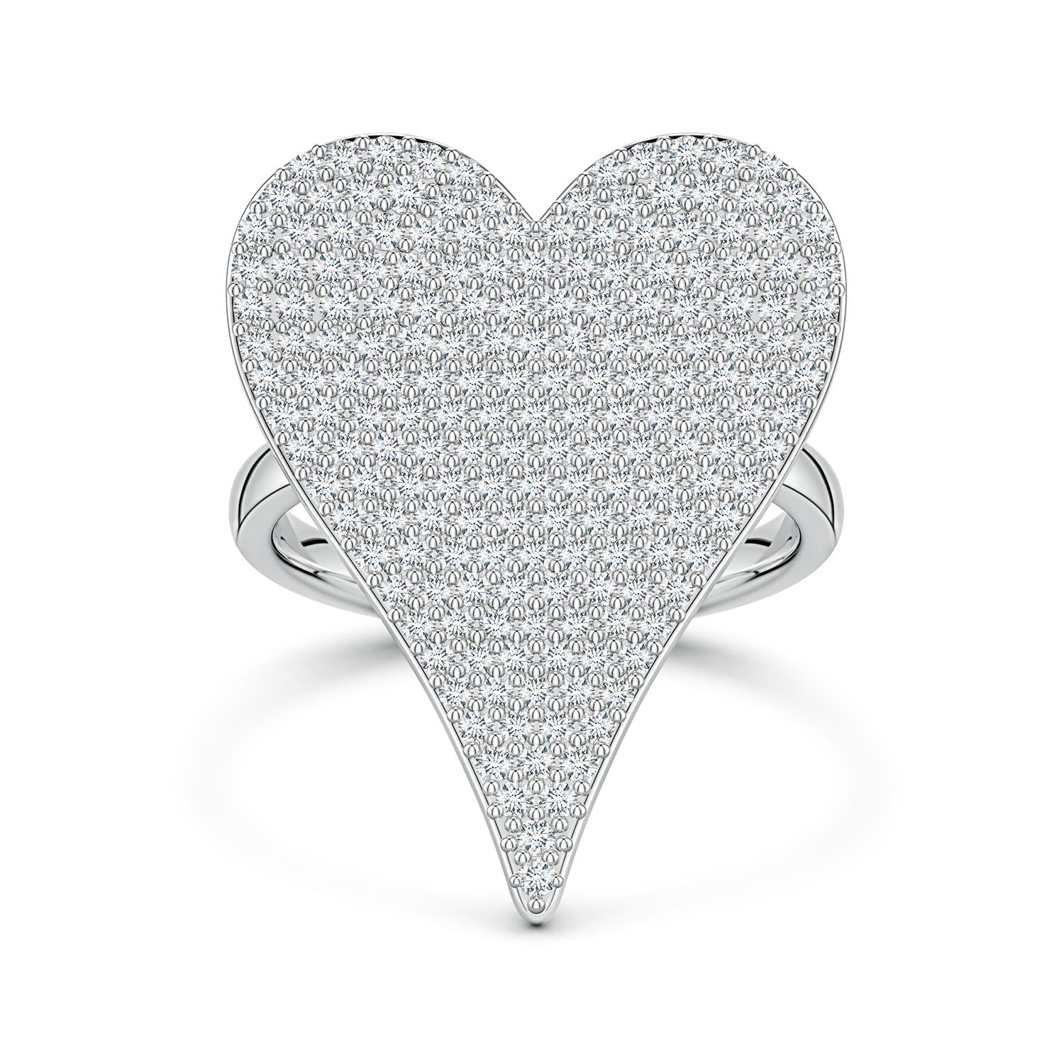 Angara 1.4 Carats Pavé Lab-Grown Diamond Elongated Heart Cocktail Ring in 14K White Gold