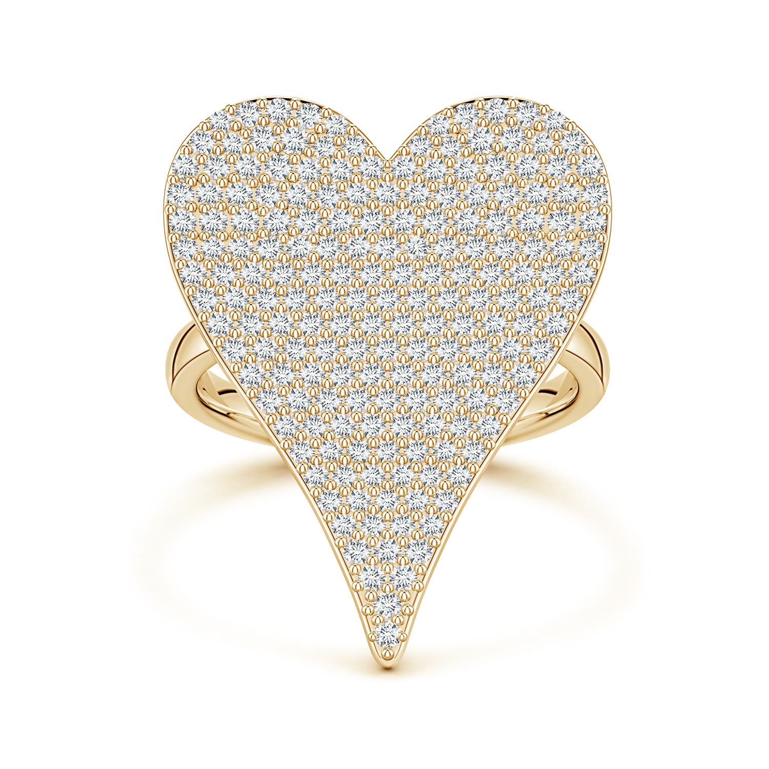 1.2mm FGVS Pavé Lab-Grown Diamond Elongated Heart Cocktail Ring in Yellow Gold
