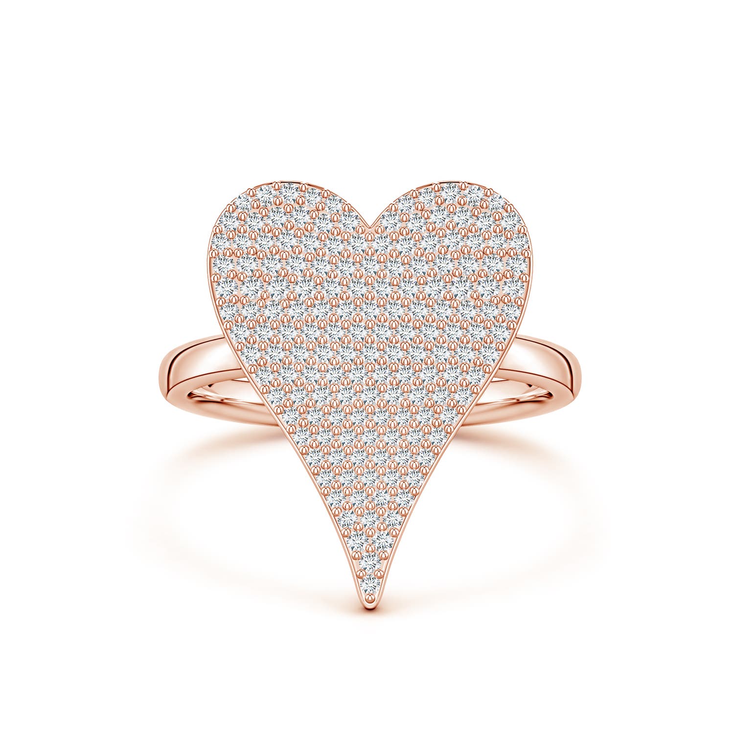Angara 0.72 Carat Pavé Lab-Grown Diamond Elongated Heart Cocktail Ring in 10K Rose Gold
