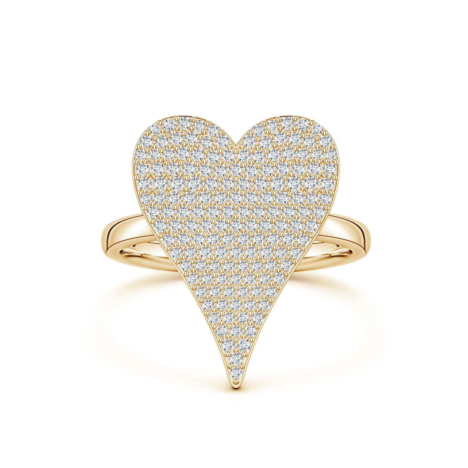 1mm FGVS Pavé Lab-Grown Diamond Elongated Heart Cocktail Ring in Yellow Gold