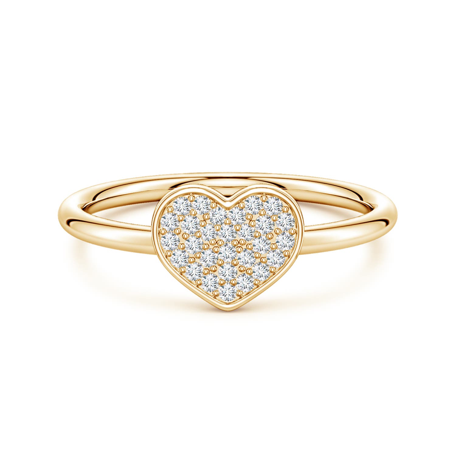 Angara 0.17 Carat Pavé Lab-Grown Diamond Heart Ring in 18K Yellow Gold