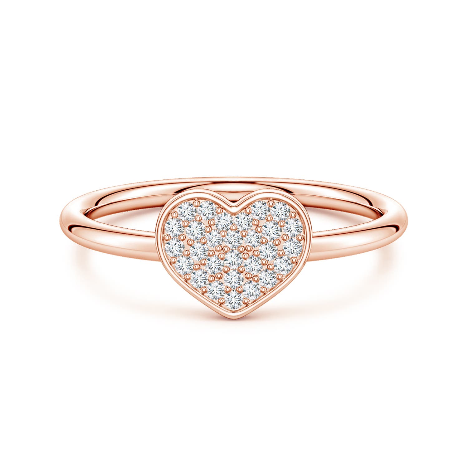 Angara 0.17 Carat Pavé Lab-Grown Diamond Heart Ring in 14K Rose Gold