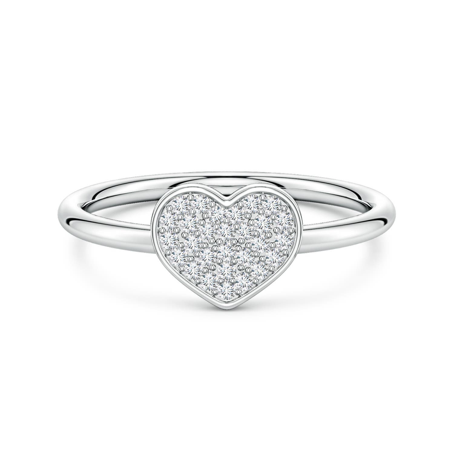 Angara 0.17 Carat Pavé Lab-Grown Diamond Heart Ring in Silver