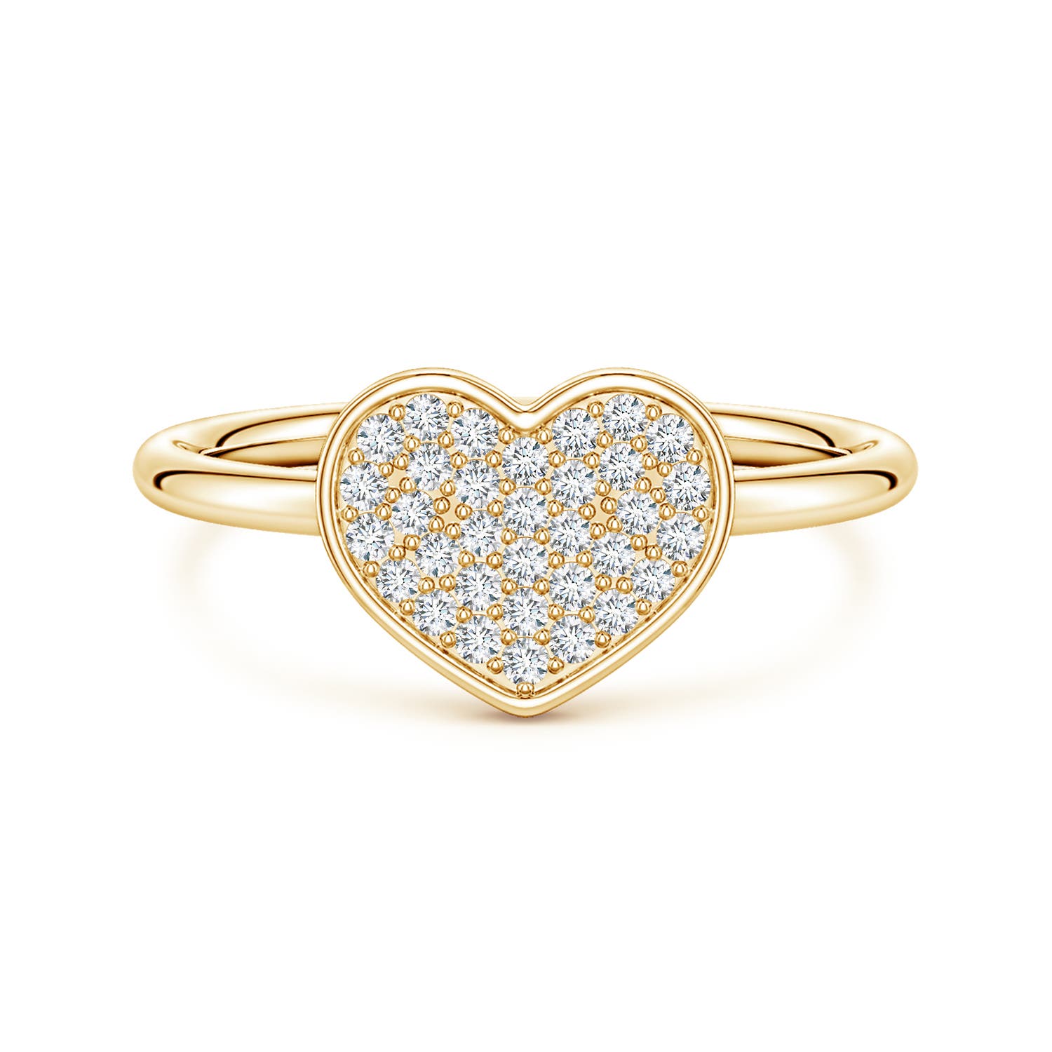 Angara 0.26 Carat Pavé Lab-Grown Diamond Heart Ring in 18K Yellow Gold