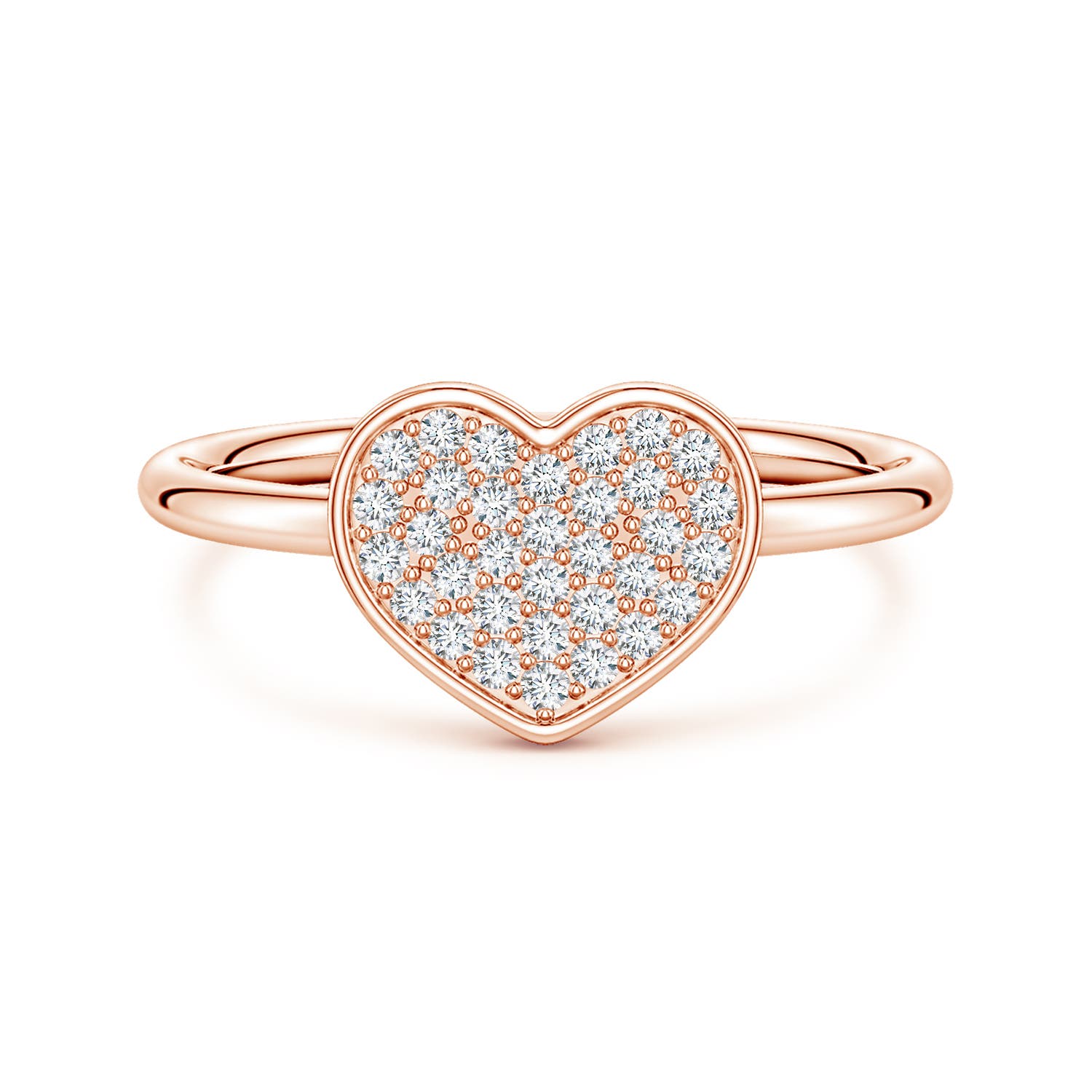 Angara 0.26 Carat Pavé Lab-Grown Diamond Heart Ring in 14K Rose Gold