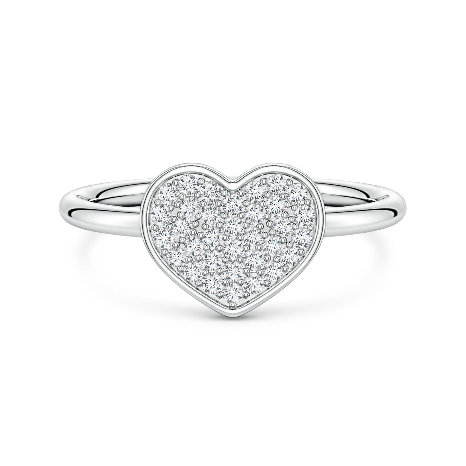 Angara 0.26 Carat Pavé Lab-Grown Diamond Heart Ring in 14K White Gold