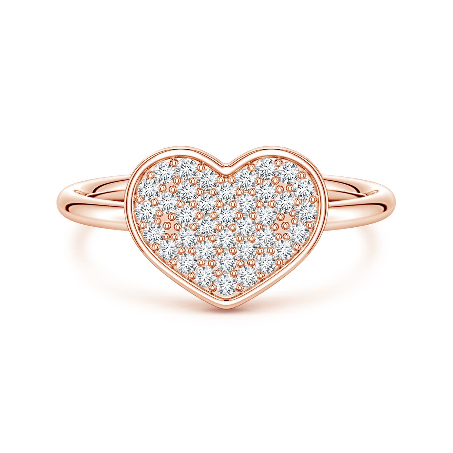 Angara 0.37 Carat Pavé Lab-Grown Diamond Heart Ring in 14K Rose Gold