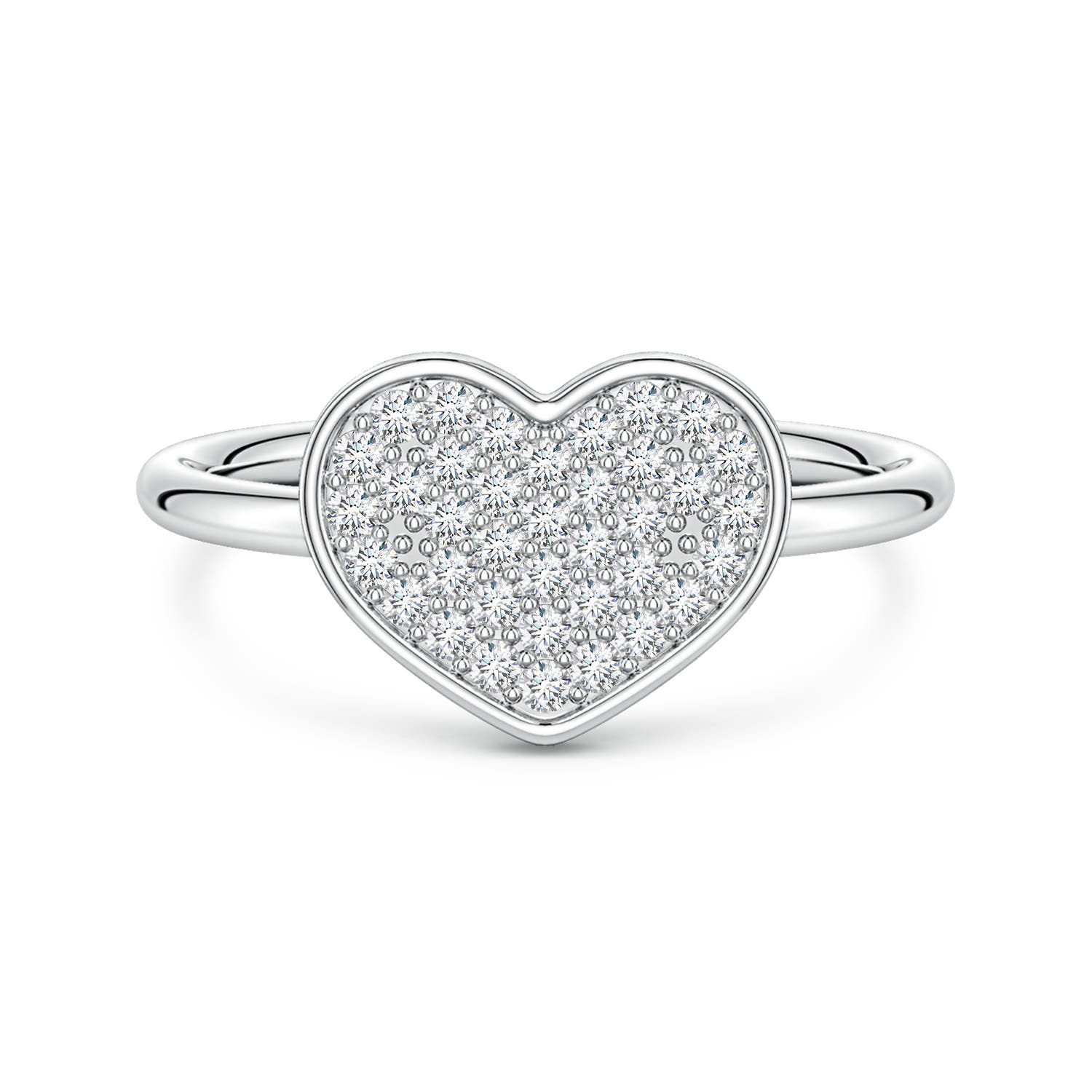 Angara 0.37 Carat Pavé Lab-Grown Diamond Heart Ring in Silver