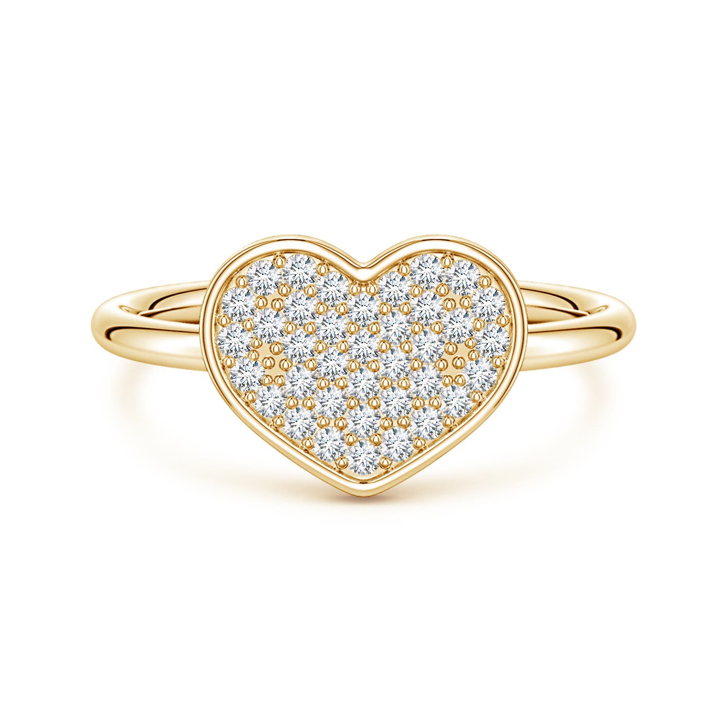 Angara 0.37 Carat Pavé Lab-Grown Diamond Heart Ring in 14K Yellow Gold