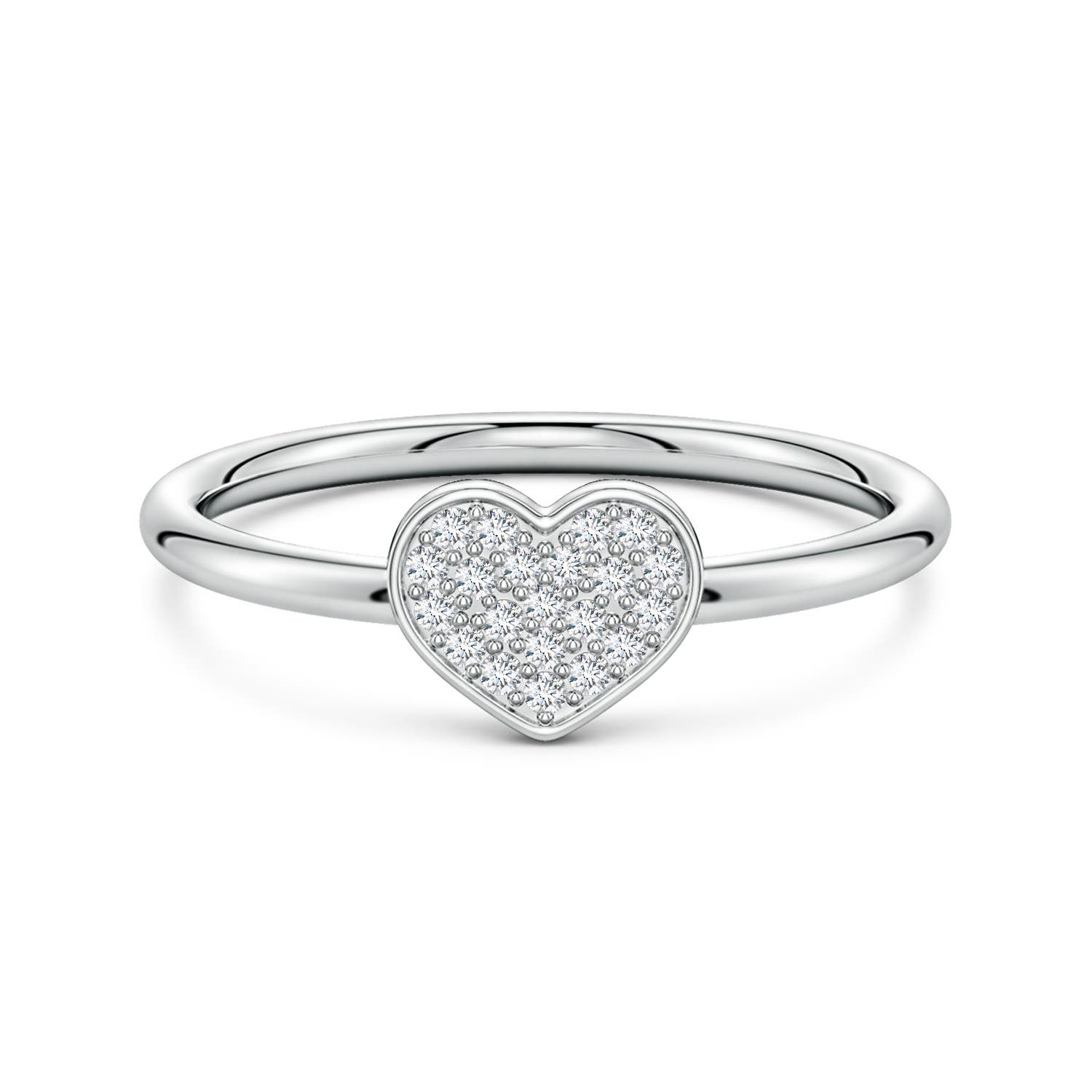 Angara 0.11 Carat Pavé Lab-Grown Diamond Heart Ring in 18K White Gold