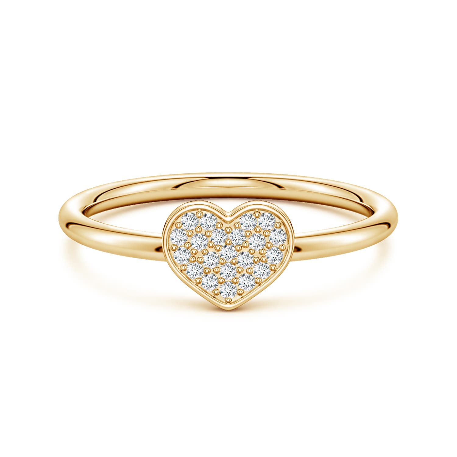 Angara 0.11 Carat Pavé Lab-Grown Diamond Heart Ring in 18K Yellow Gold
