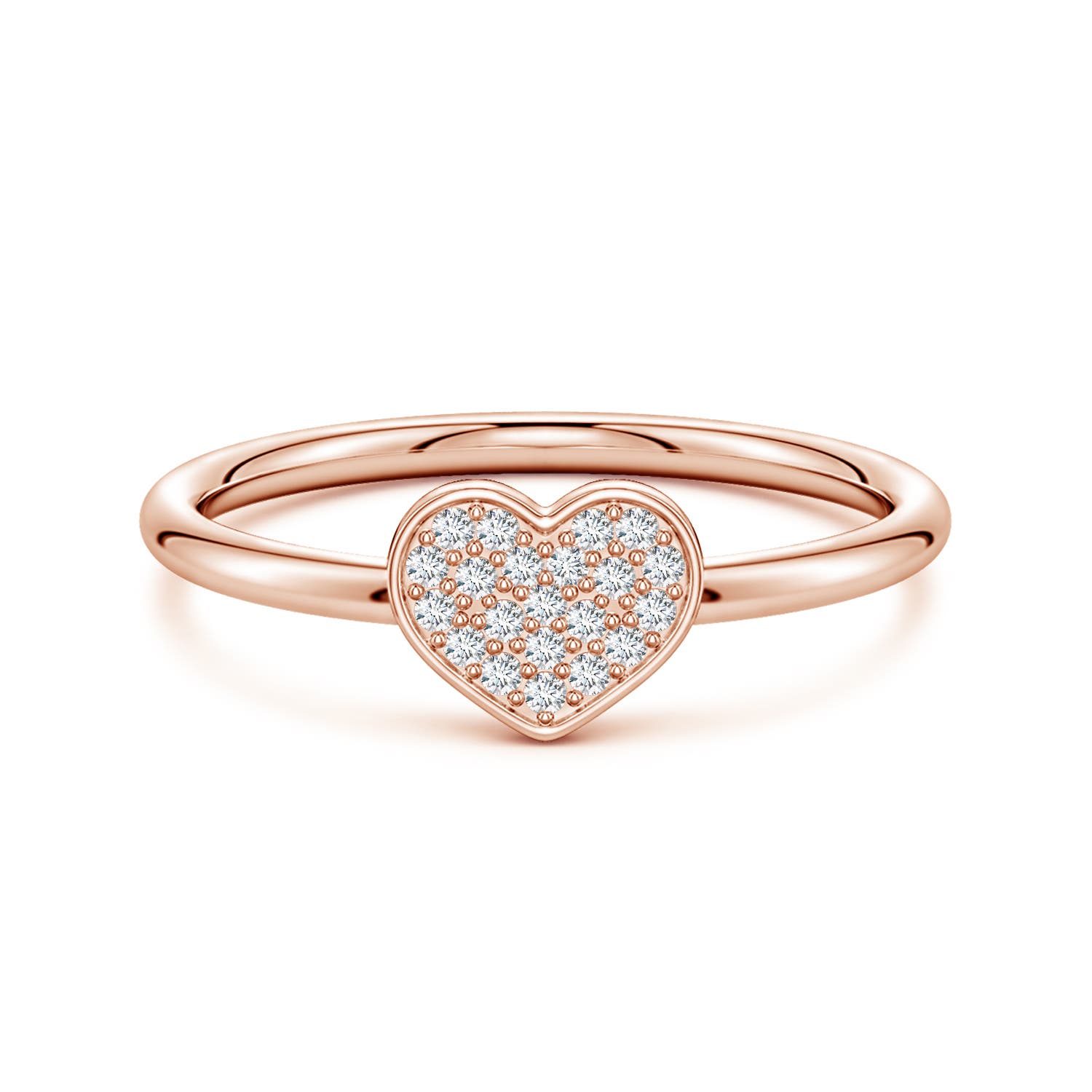 Angara 0.11 Carat Pavé Lab-Grown Diamond Heart Ring in 14K Rose Gold