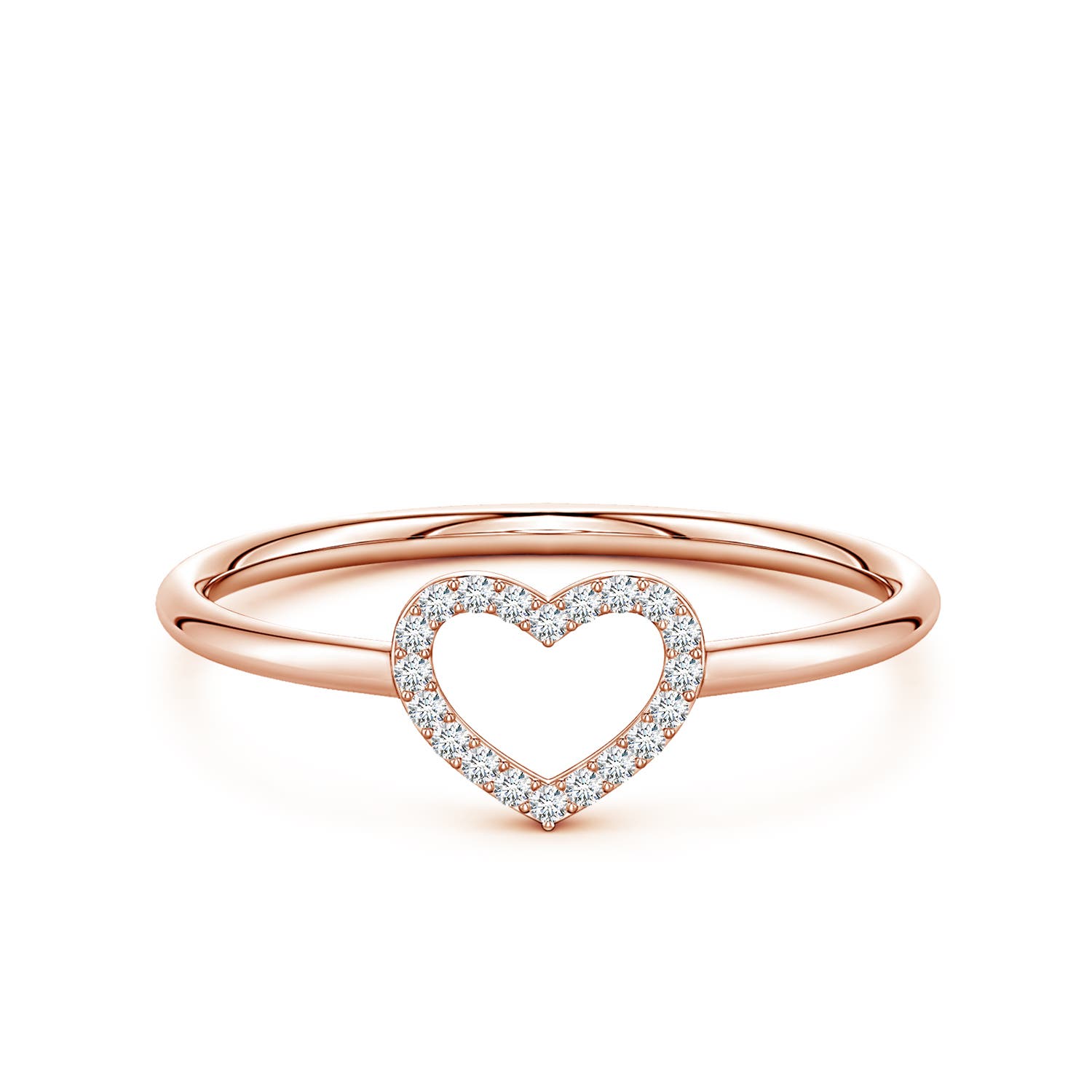 Angara 0.07 Carat Lab-Grown Diamond Open Heart Fashion Ring in 14K Rose Gold