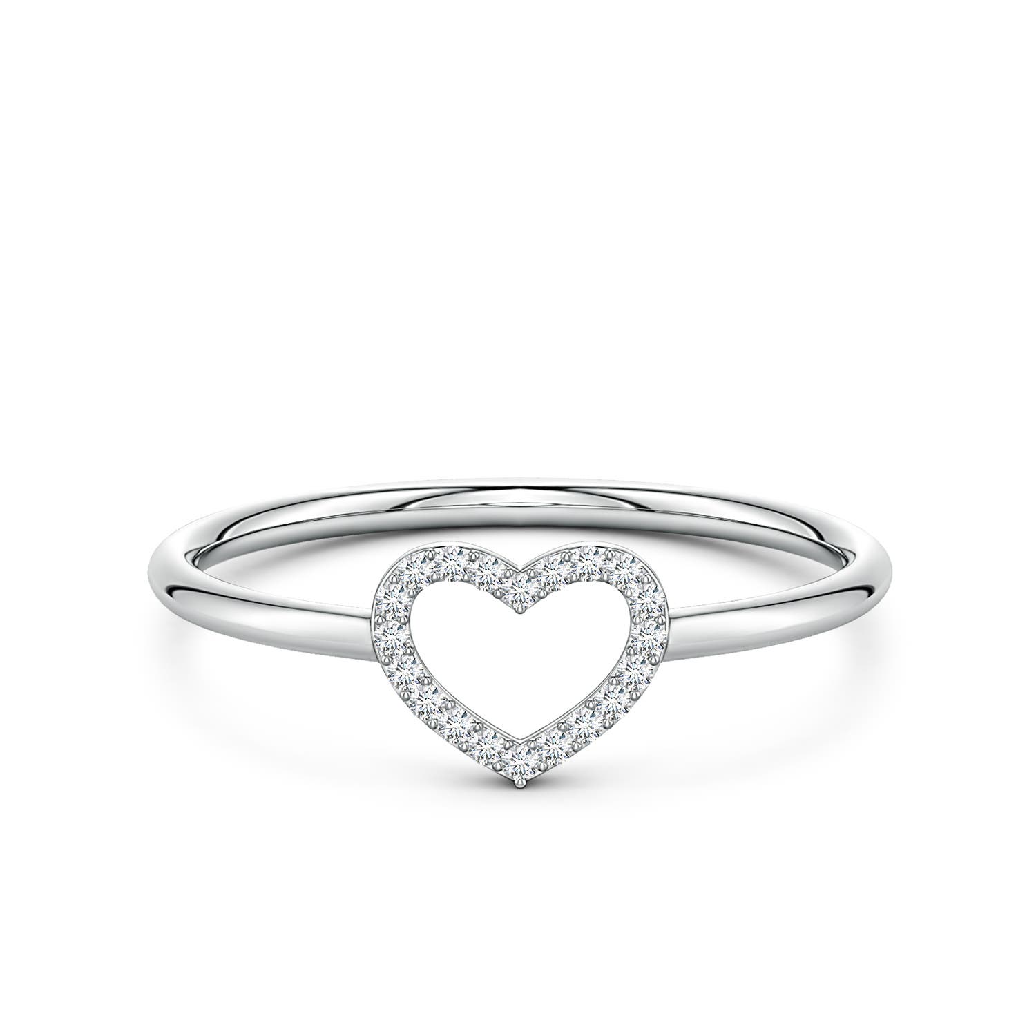 Angara 0.07 Carat Lab-Grown Diamond Open Heart Fashion Ring in Silver