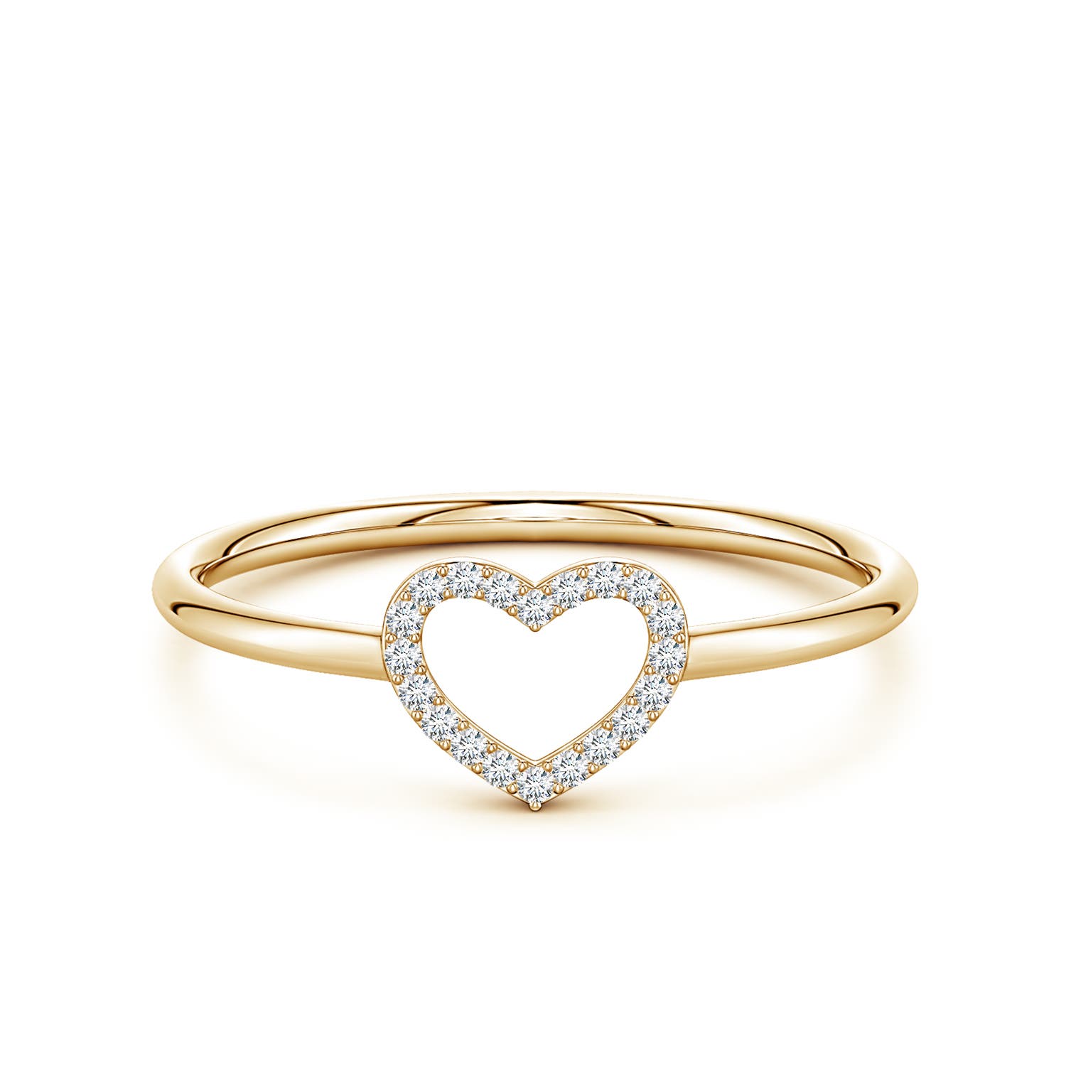 Angara 0.07 Carat Lab-Grown Diamond Open Heart Fashion Ring in 14K Yellow Gold