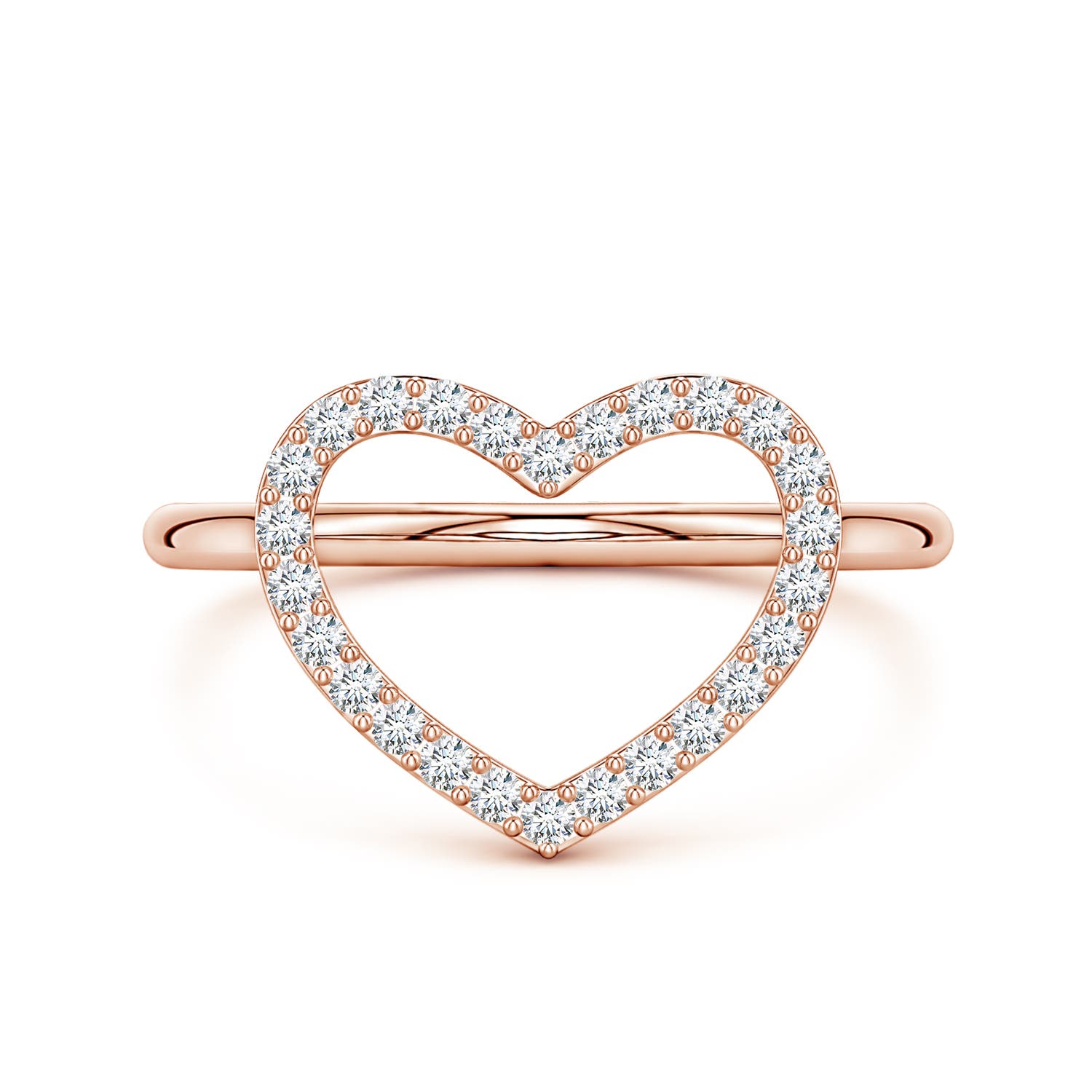 Angara 0.21 Carat Lab-Grown Diamond Open Heart Fashion Ring in 14K Rose Gold