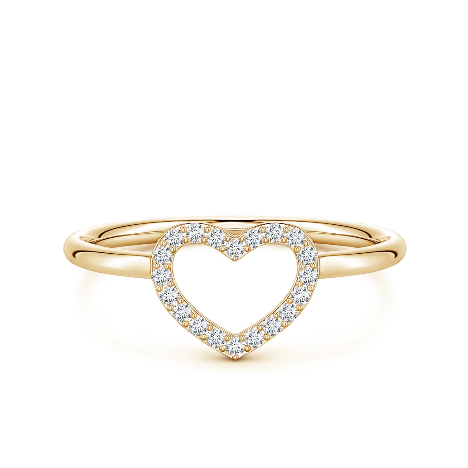 Angara 0.1 Carat Lab-Grown Diamond Open Heart Fashion Ring in 18K Yellow Gold