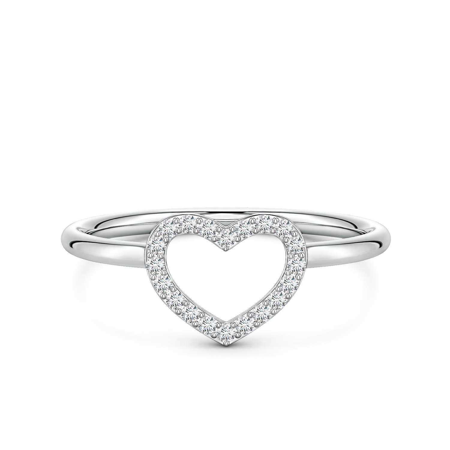 Angara 0.1 Carat Lab-Grown Diamond Open Heart Fashion Ring in 14K White Gold