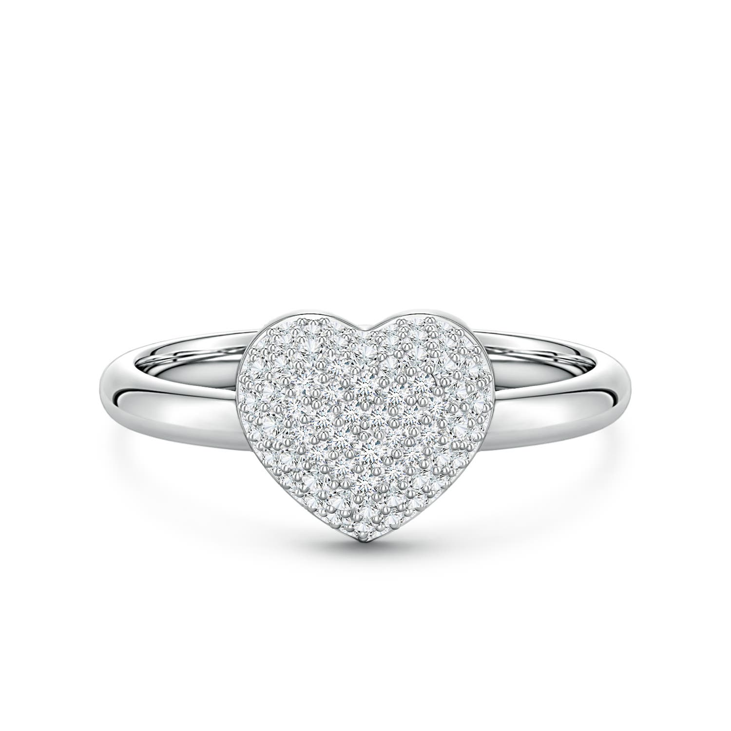 Angara 0.39 Carat Pavé Lab-Grown Diamond Heart Dome Ring in Silver