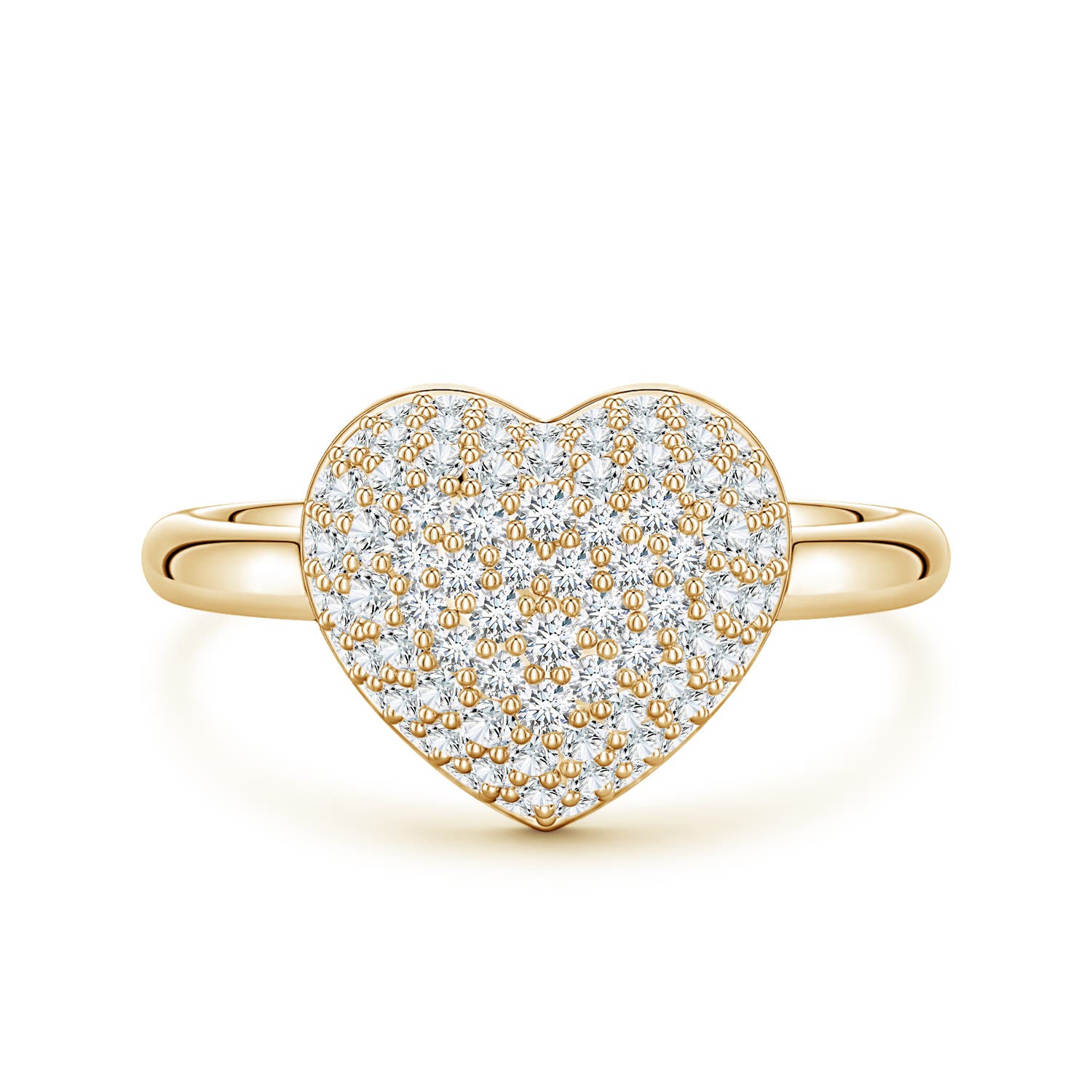 1.2mm FGVS Pavé Lab-Grown Diamond Heart Dome Ring in 18CT Yellow Gold