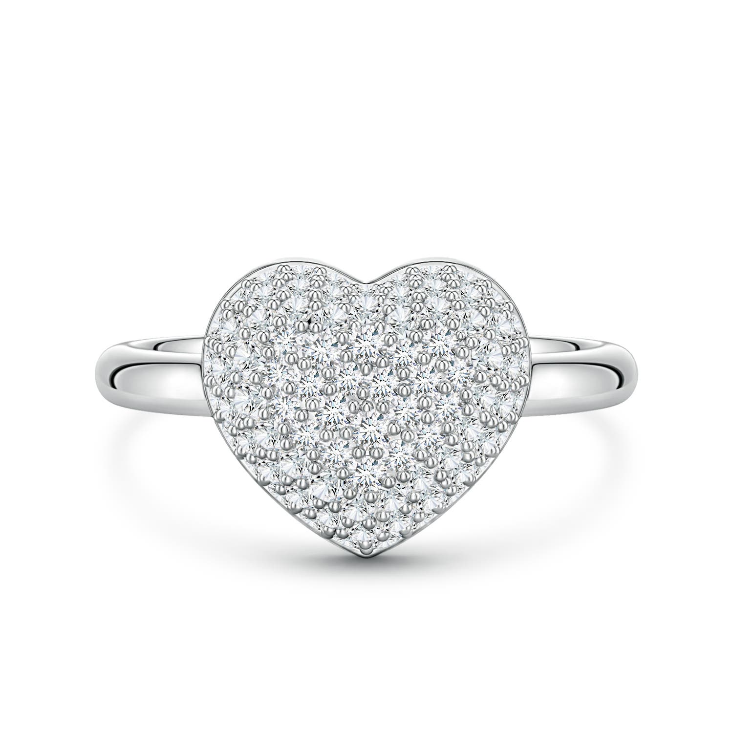 Angara 0.8 Carat Pavé Lab-Grown Diamond Heart Dome Ring in 14K White Gold