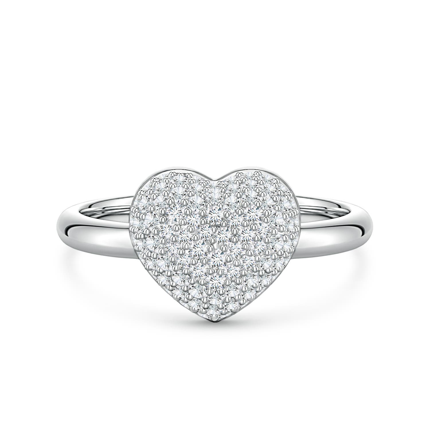 Angara 0.53 Carat Pavé Lab-Grown Diamond Heart Dome Ring in 18K White Gold