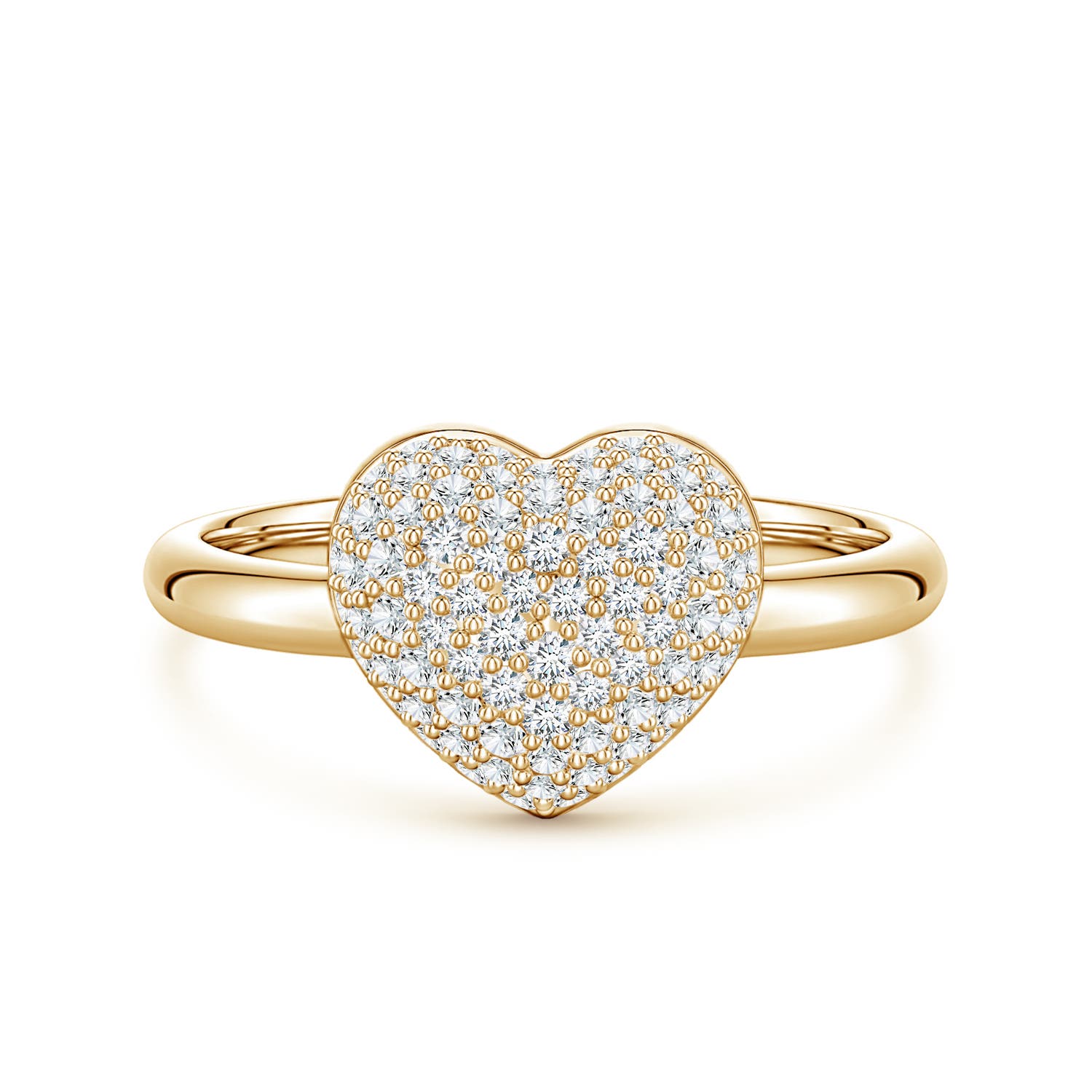Angara 0.53 Carat Pavé Lab-Grown Diamond Heart Dome Ring in 14K Yellow Gold