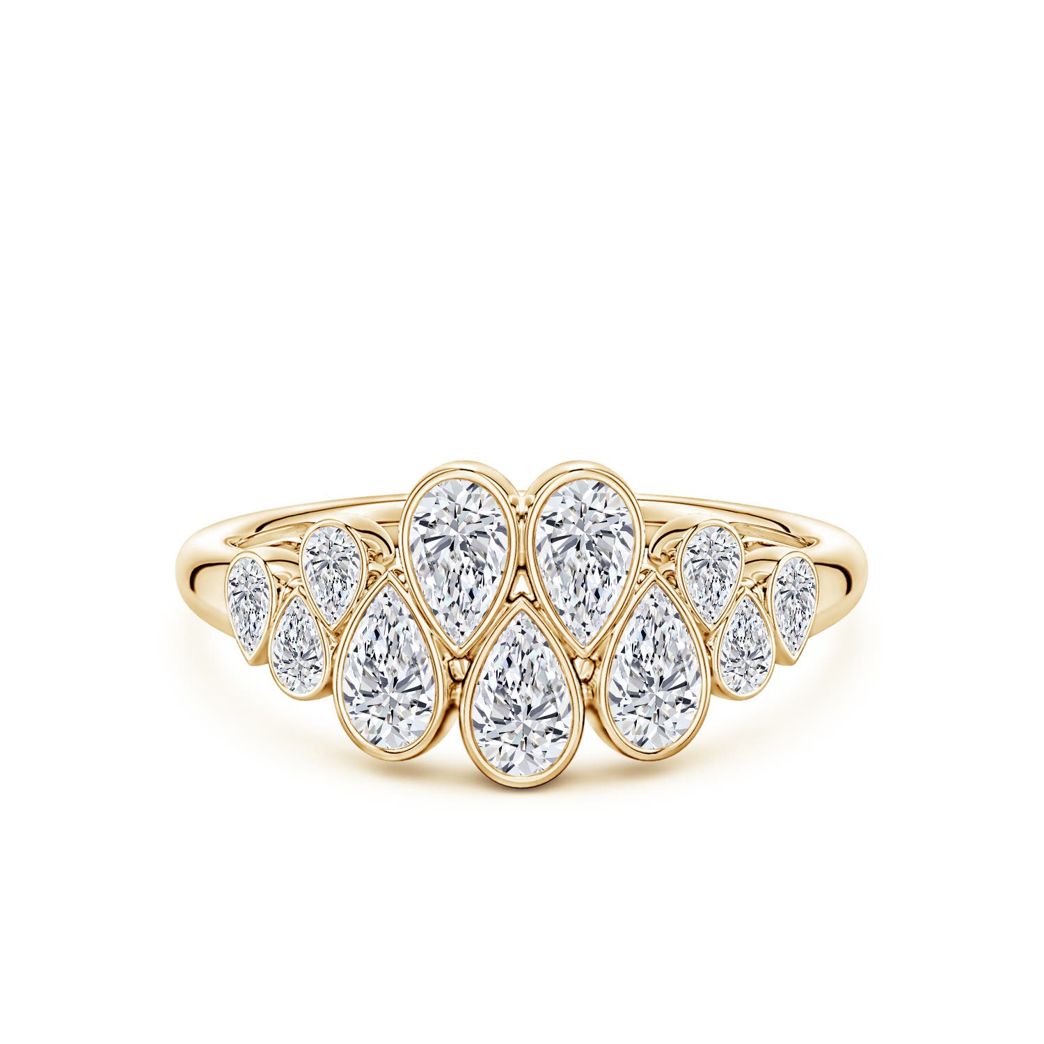 Angara 1.2 Carats Bezel-Set Pear Lab-Grown Diamond Cluster Half Eternity Ring in 10K Yellow Gold