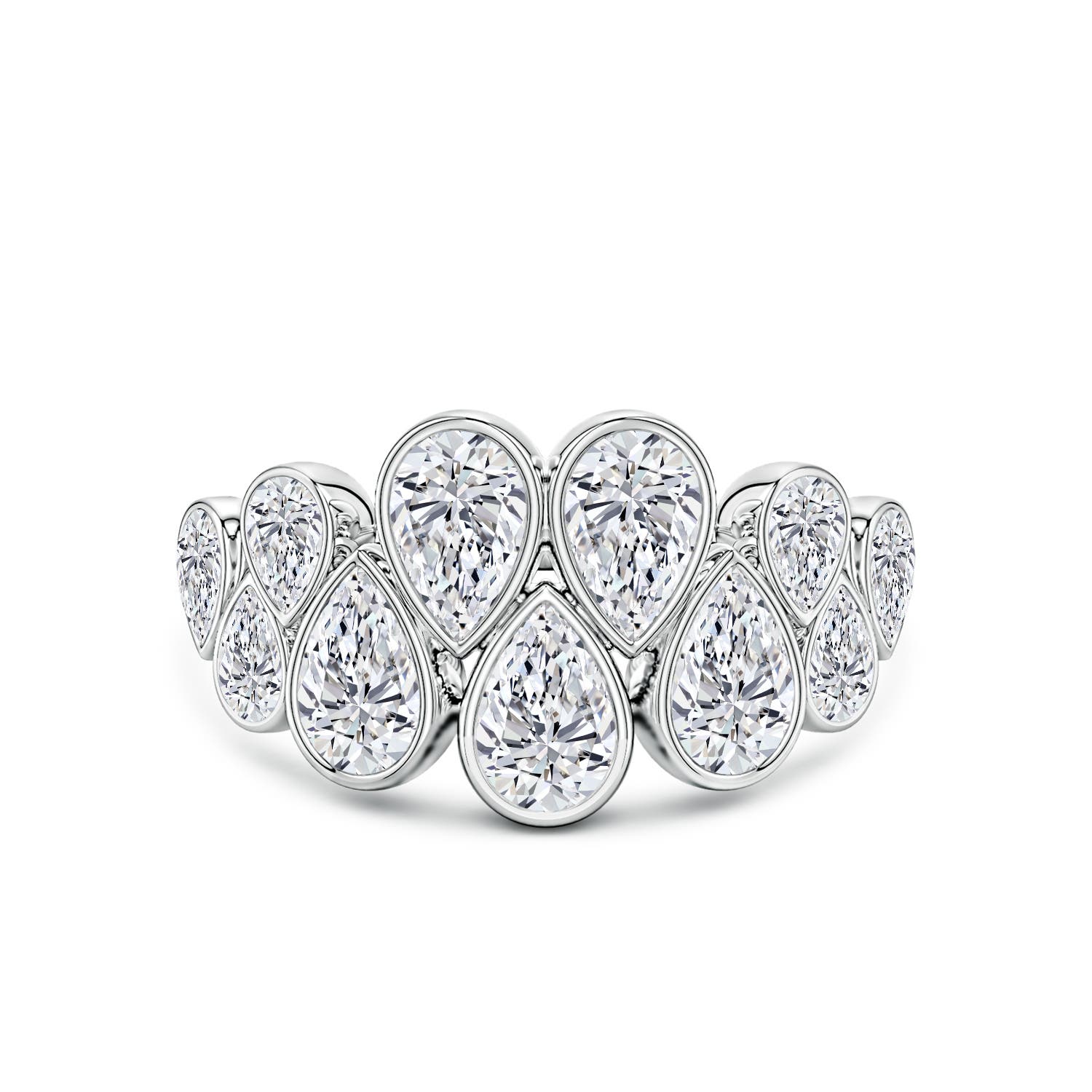 Angara 2.0 Carats Bezel-Set Pear Lab-Grown Diamond Cluster Half Eternity Ring in Platinum