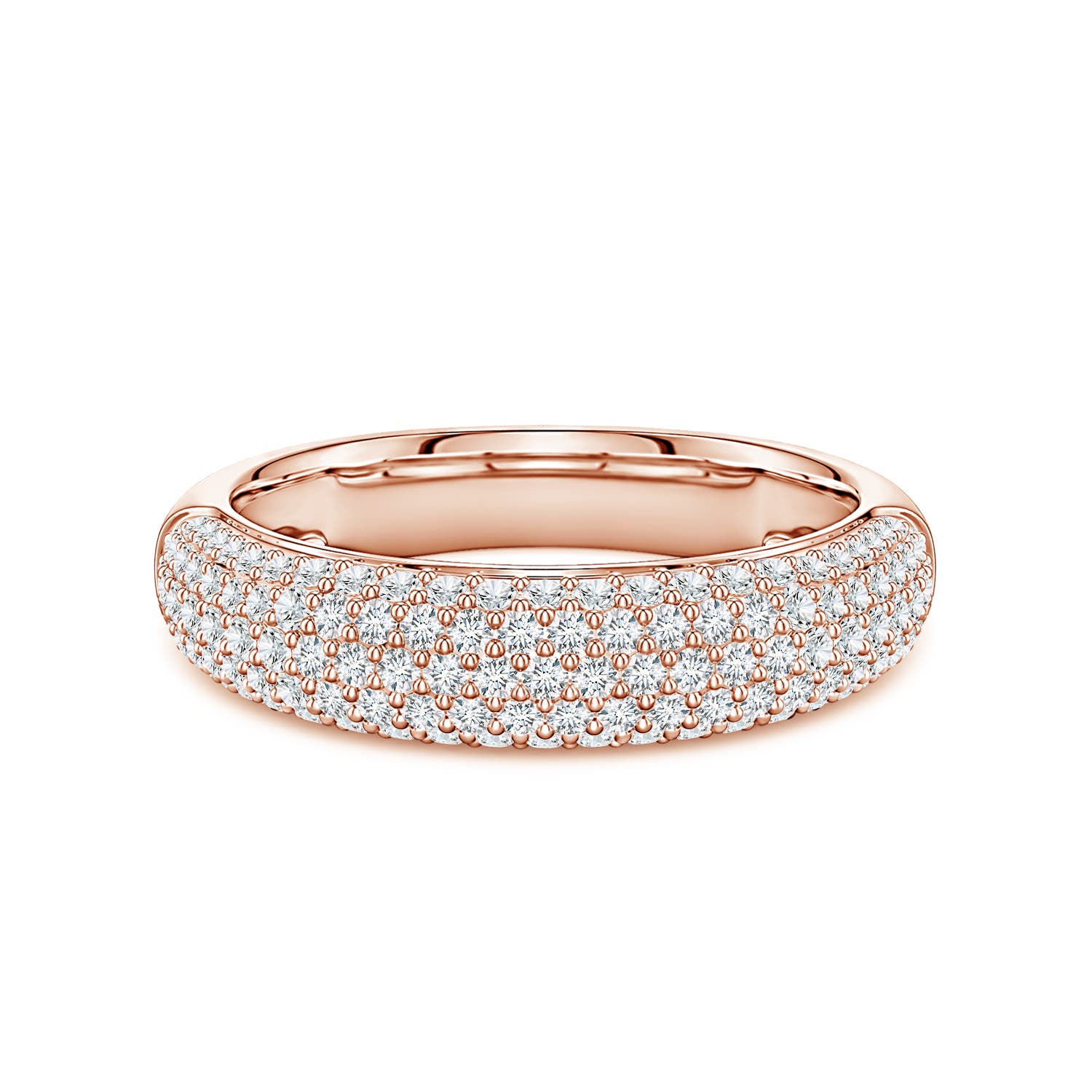 Angara 0.8 Carat Pavé Lab-Grown Diamond Dome Half-Eternity Ring in 18K Rose Gold