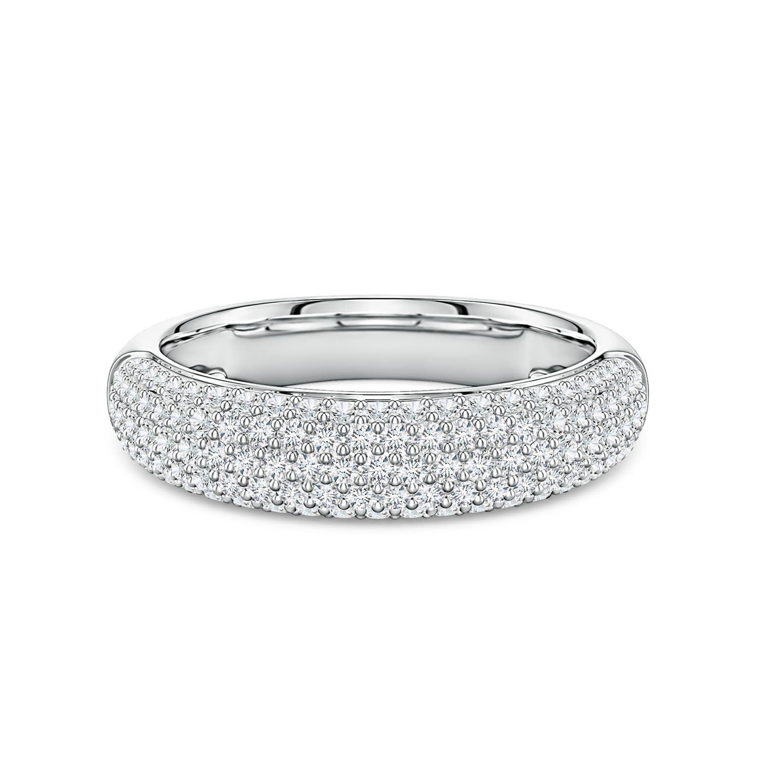 Angara 0.8 Carat Pavé Lab-Grown Diamond Dome Half-Eternity Ring in 18K White Gold