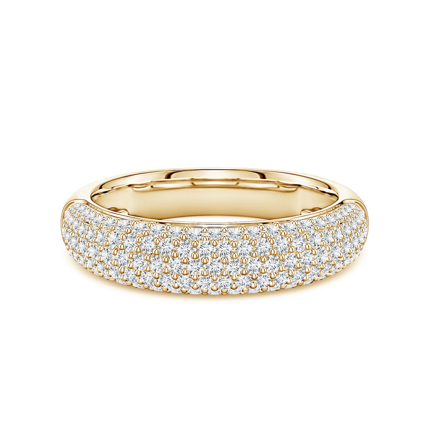 Angara 0.8 Carat Pavé Lab-Grown Diamond Dome Half-Eternity Ring in 14K Yellow Gold