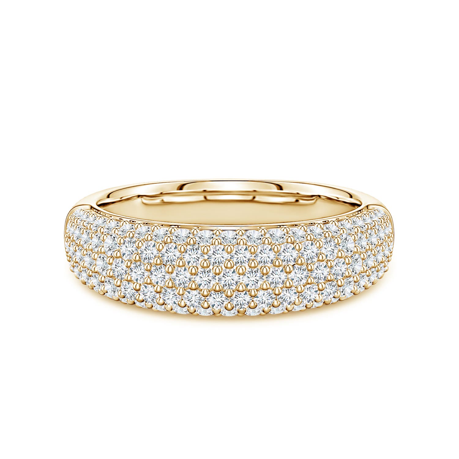 Angara 1.04 Carats Pavé Lab-Grown Diamond Dome Half-Eternity Ring in 14K Yellow Gold